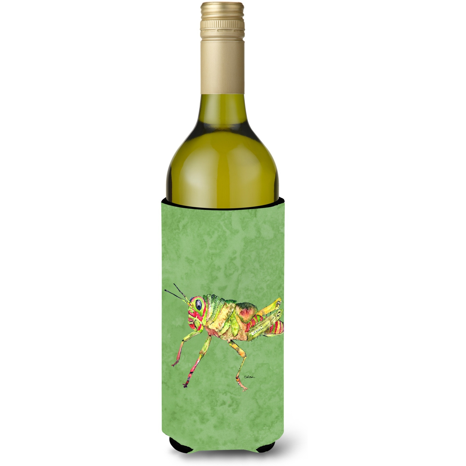 Grasshopper on Avacado Wine Bottle Beverage Insulator Beverage Insulator Hugger