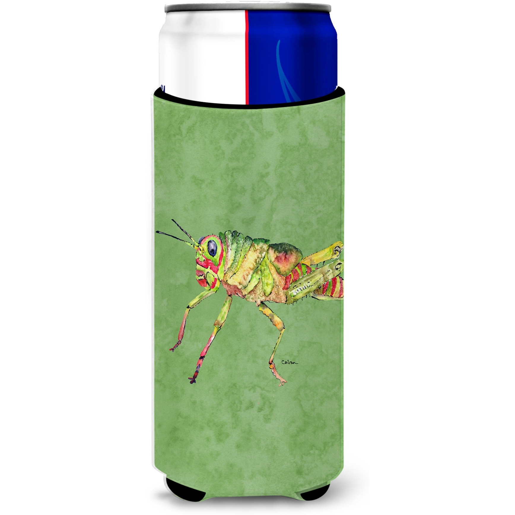 Grasshopper on Avacado Ultra Beverage Insulators for slim cans 8848MUK