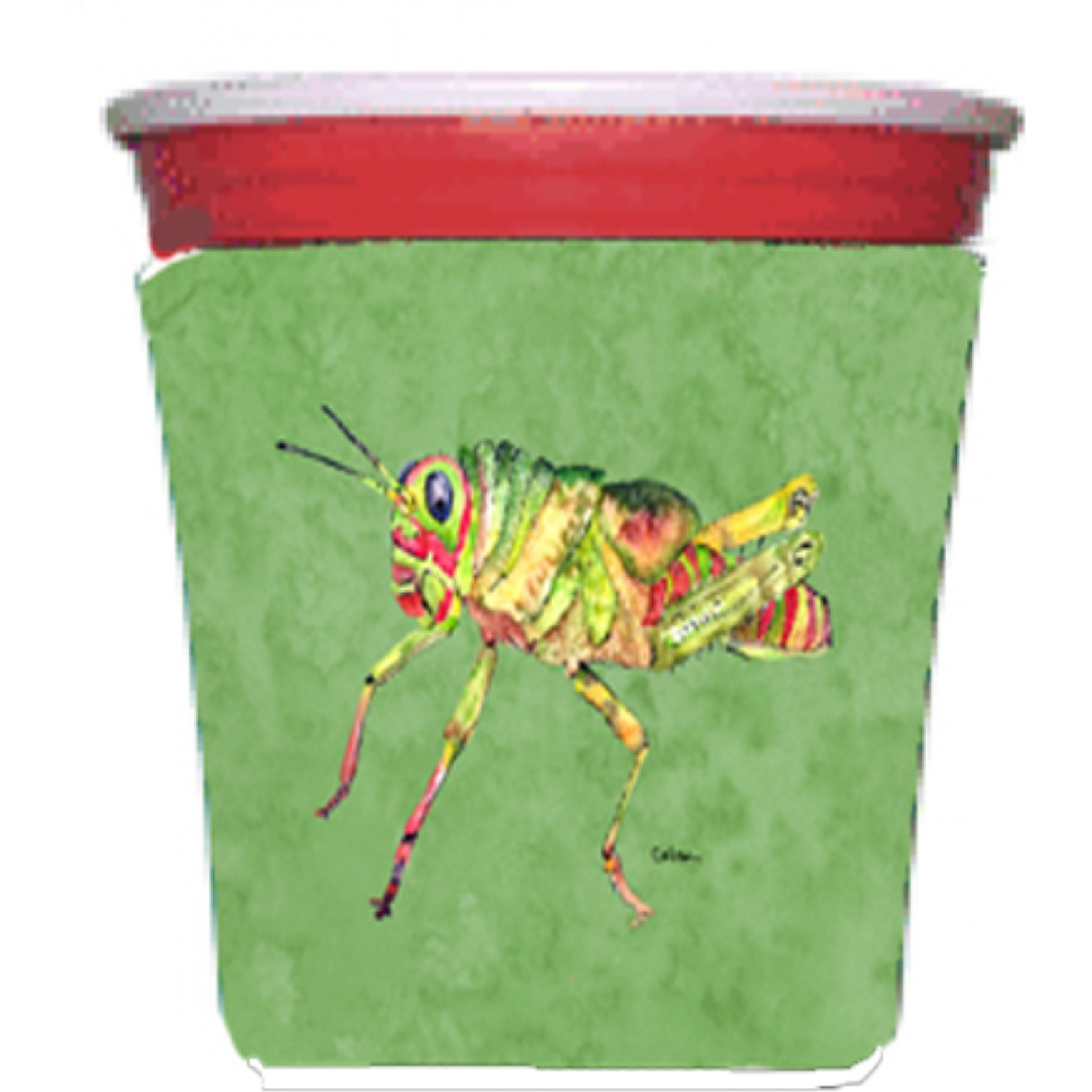 Grasshopper on Avacado Red Solo Cup Beverage Insulator Hugger