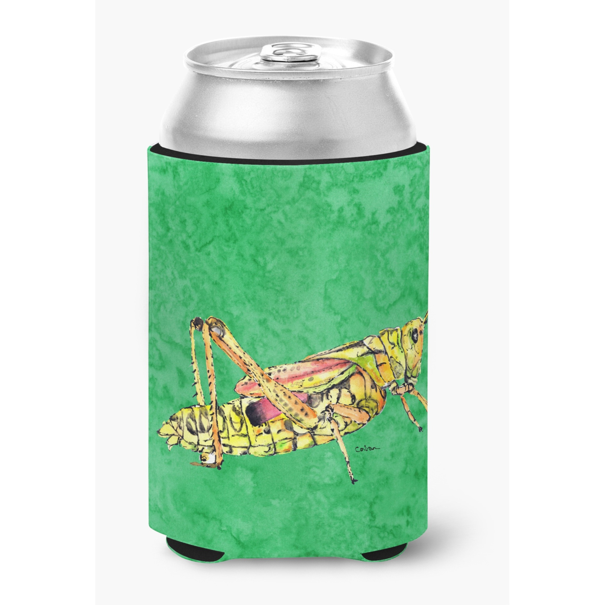 Grasshopper on Green Can or Bottle Beverage Insulator Hugger