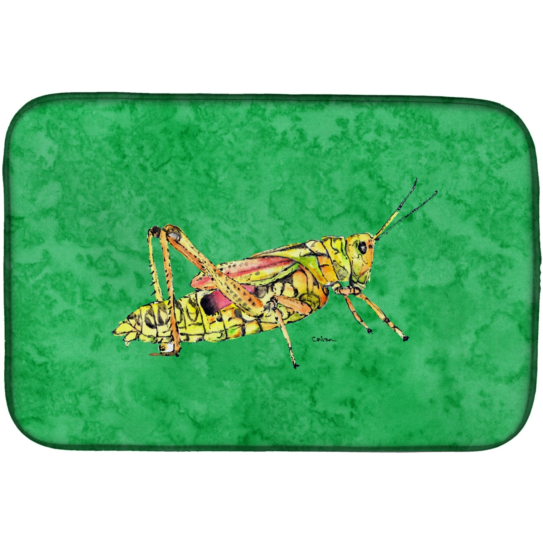 &quotCaroline's Treasures Grasshopper on Green Dish Drying Mat, 14 x 21, Multicolor"