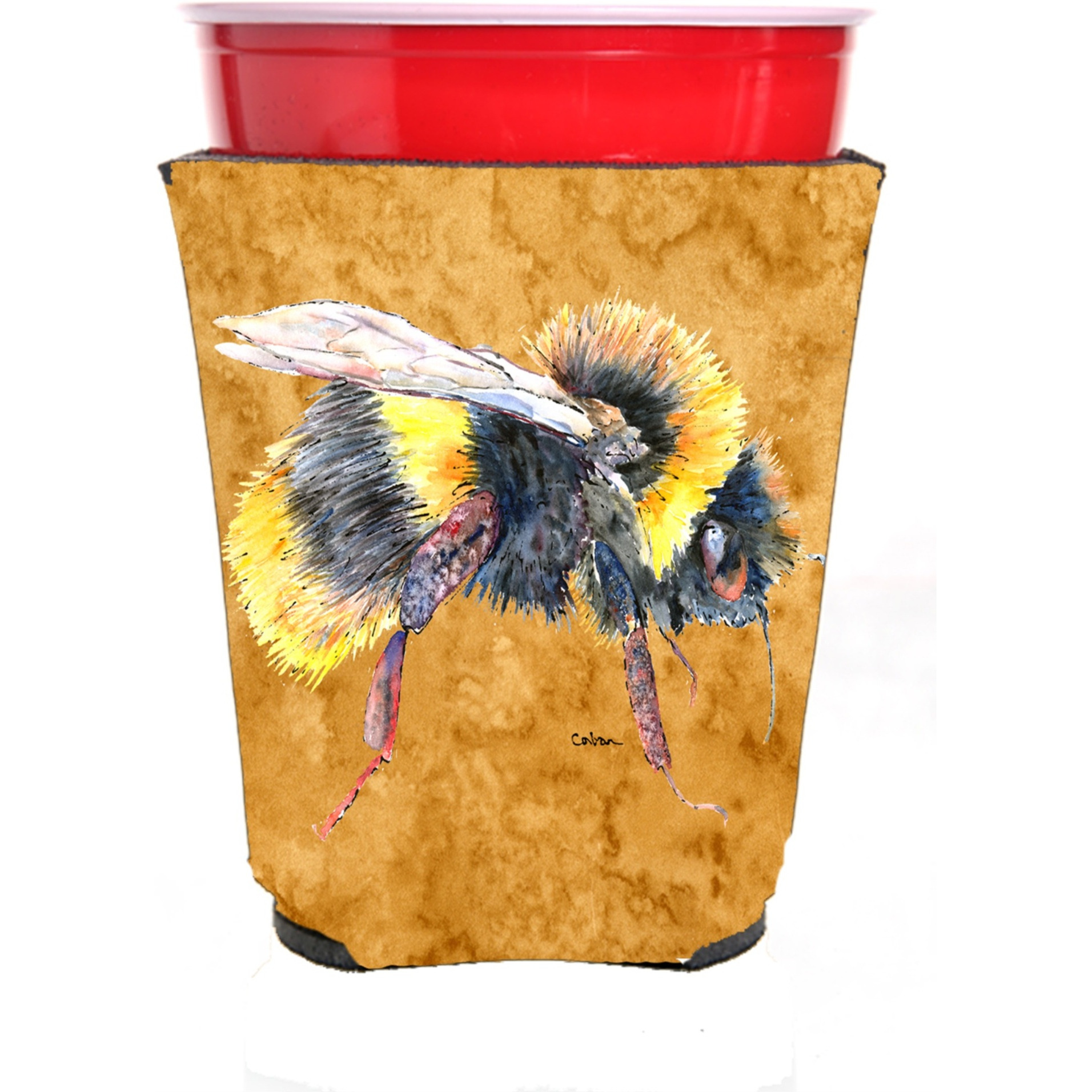 Bee on Gold Red Solo Cup Beverage Insulator Hugger
