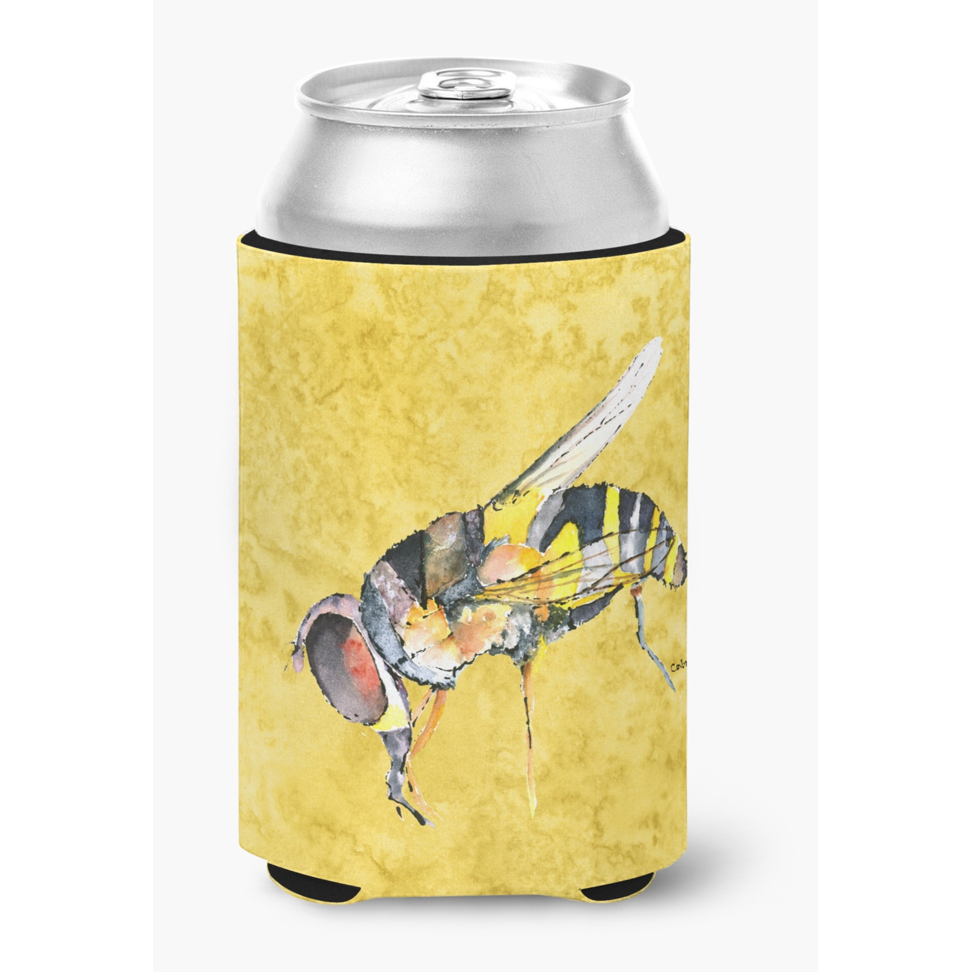 Bee on Yellow Can or Bottle Beverage Insulator Hugger