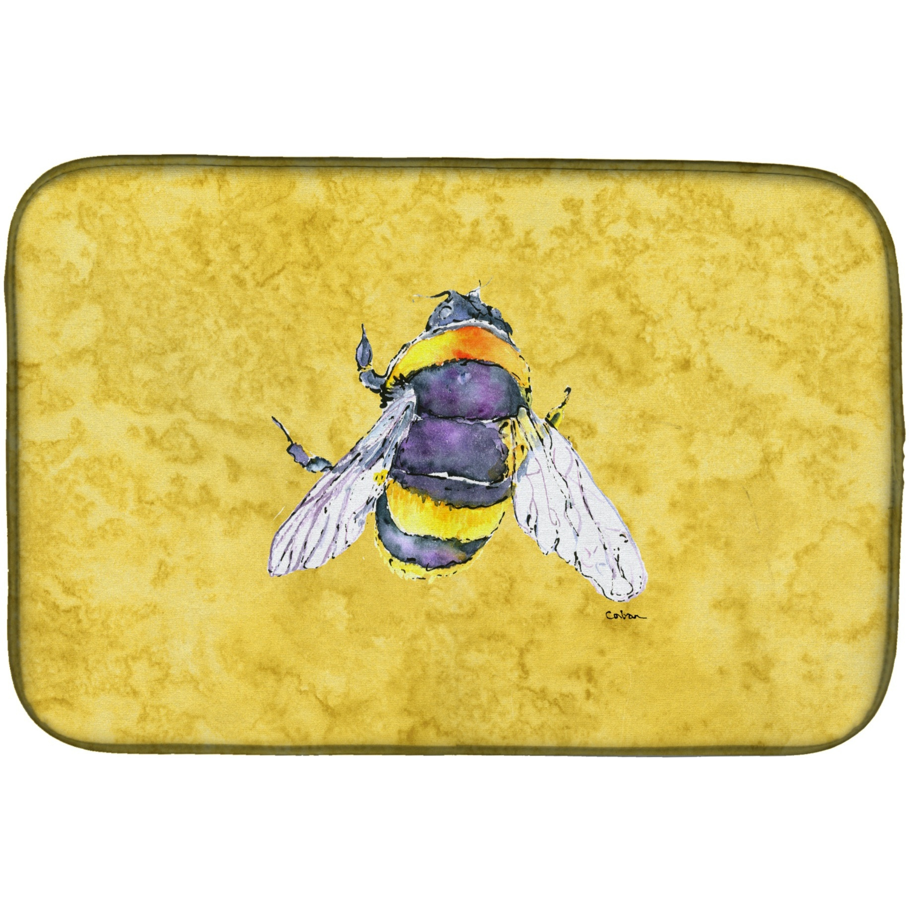 &quotCaroline's Treasures Bee On Yellow Dish Drying Mat, 14"" x 21"", Multicolor"