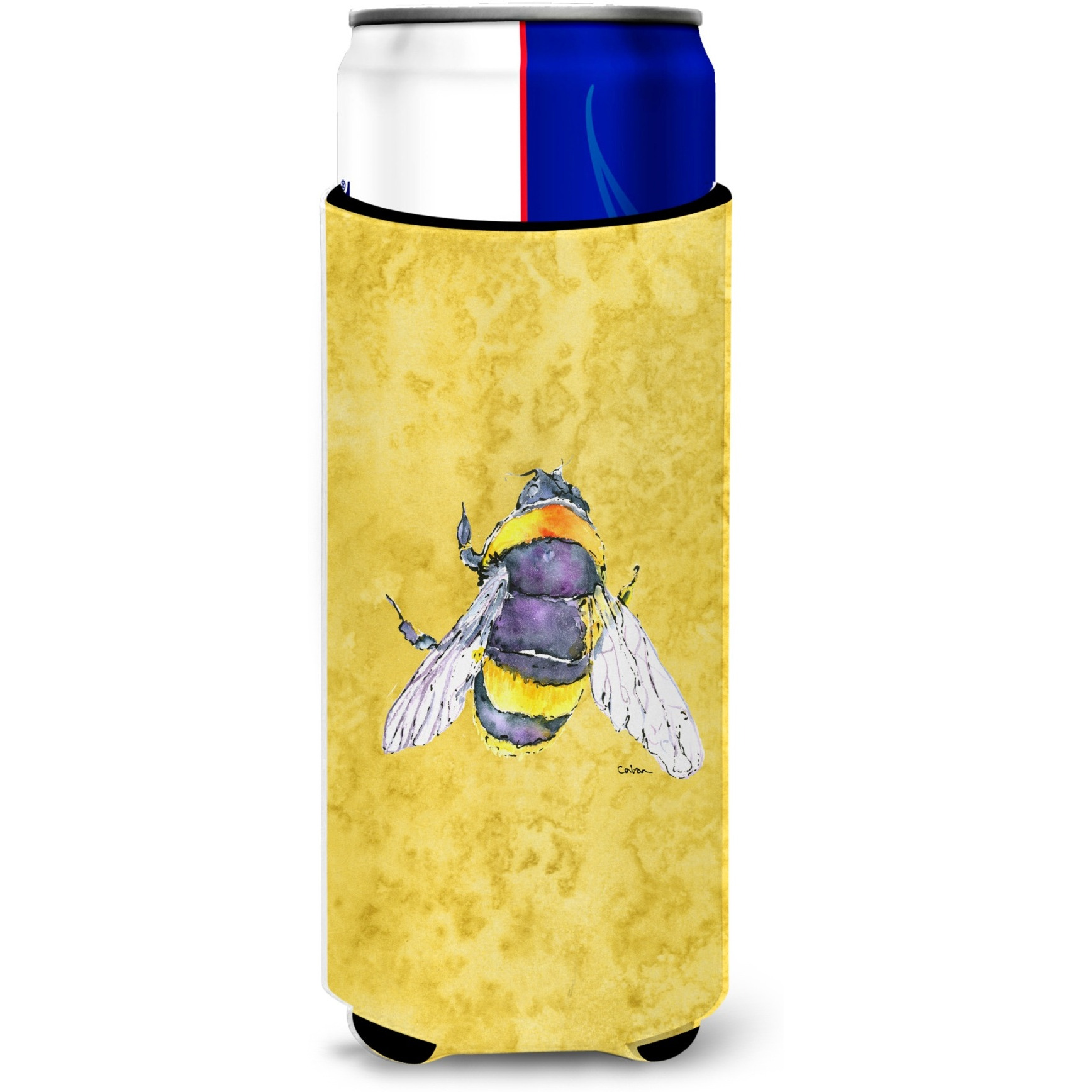 Bee on Yellow Ultra Beverage Insulators for slim cans 8852MUK