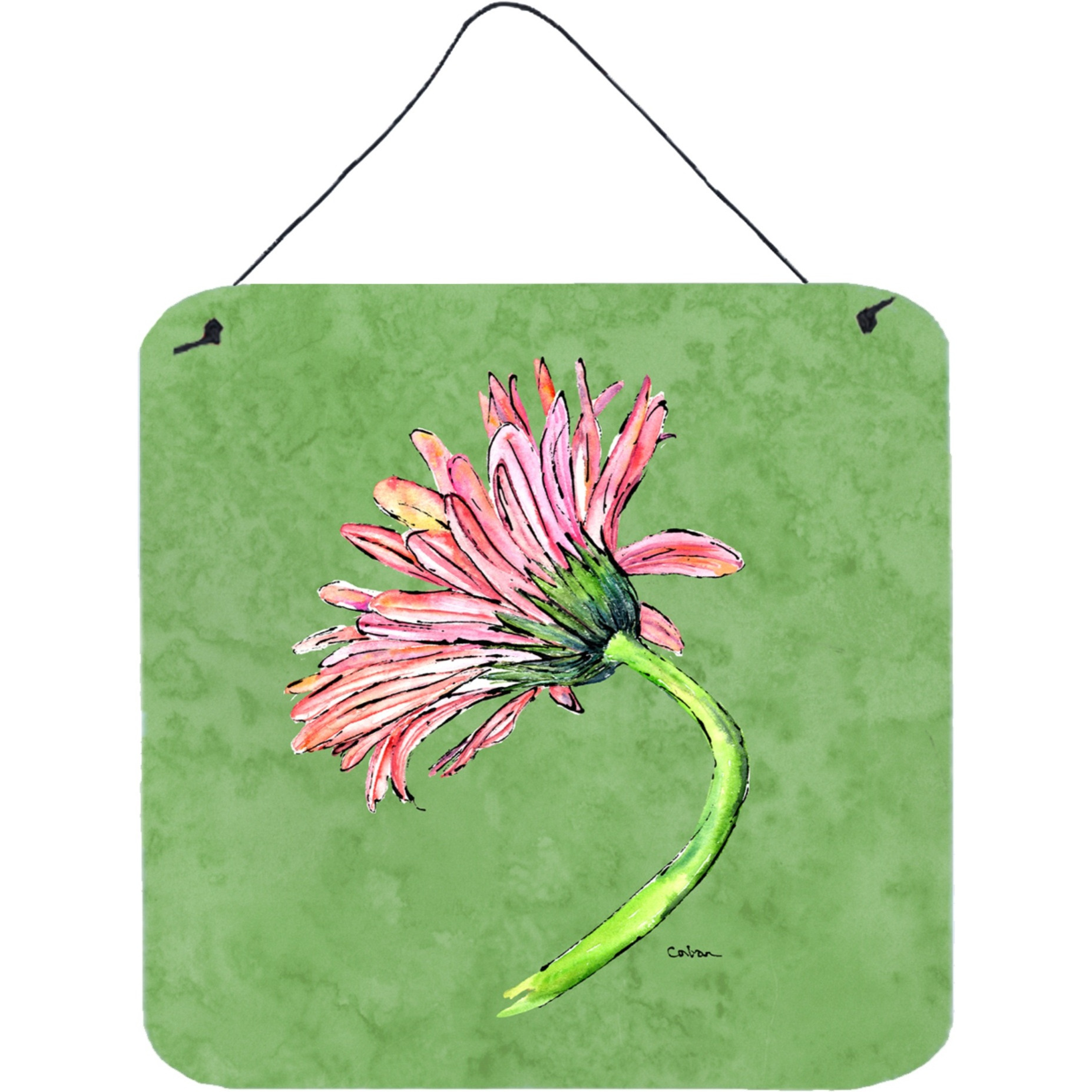 &quotCaroline's Treasures Gerber Daisy Pink Aluminum Metal Wall or Door Hanging Prints, 6 x 6"", Multicolor"