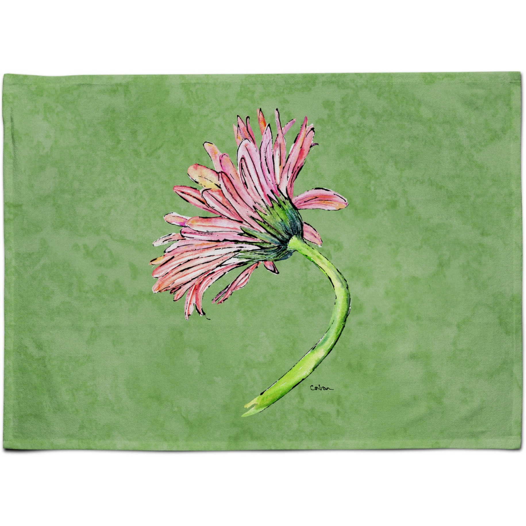&quotCaroline's Treasures 8853PLMT Gerber Daisy Pink Fabric Placemat, Multicolor"