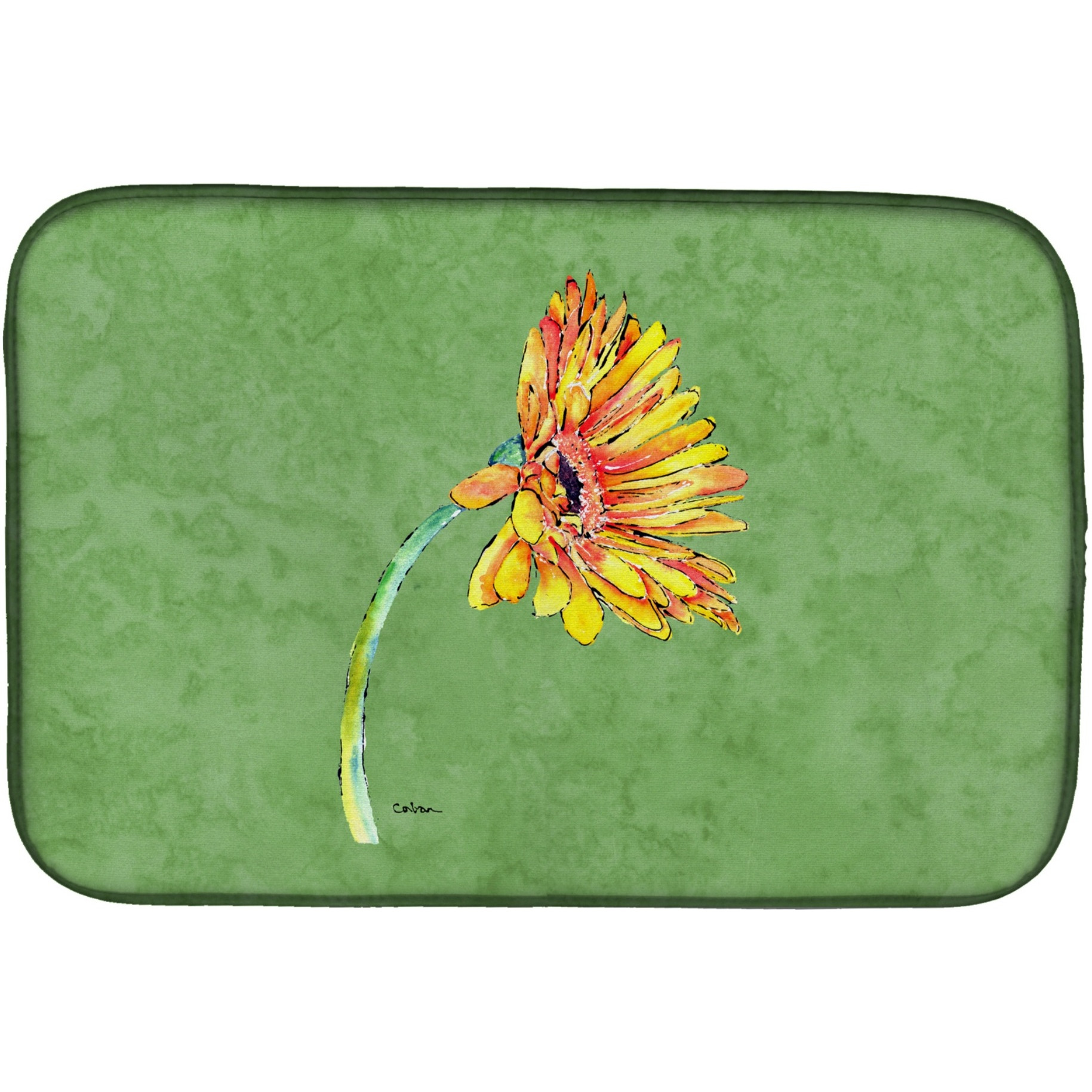 &quotCaroline's Treasures Gerber Daisy Orange Dish Drying Mat, 14"" x 21"", Multicolor"