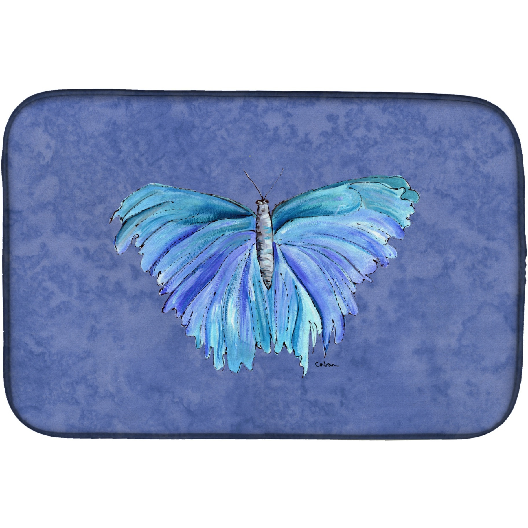 &quotCaroline's Treasures Butterfly On Slate Dish Drying Mat, 14"" x 21"", Multicolor"