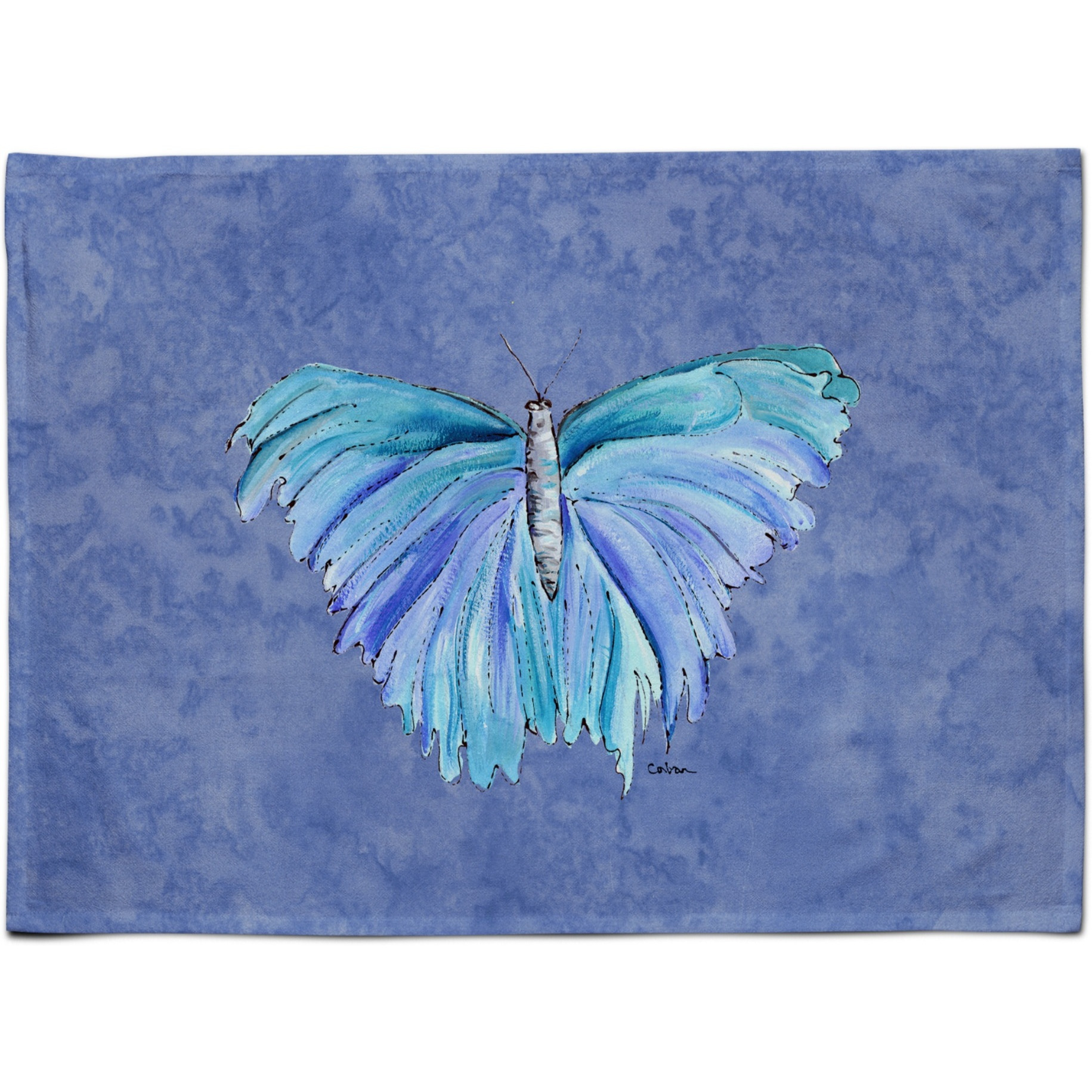 &quotCaroline's Treasures 8855PLMT Butterfly On Slate Blue Fabric Placemat, Multicolor"
