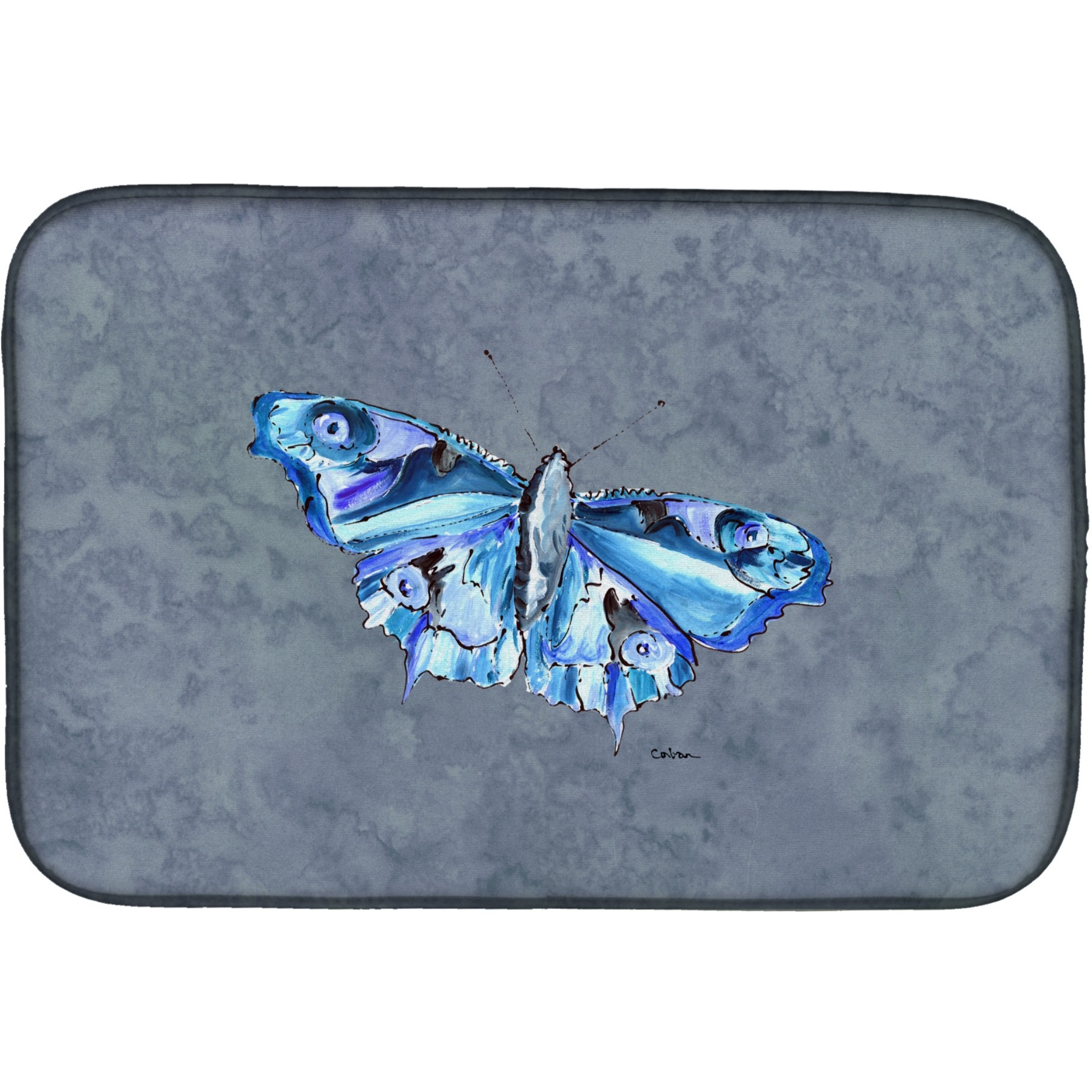&quotCaroline's Treasures Butterfly on Gray Dish Drying Mat, 14"" x 21"", Multicolor"