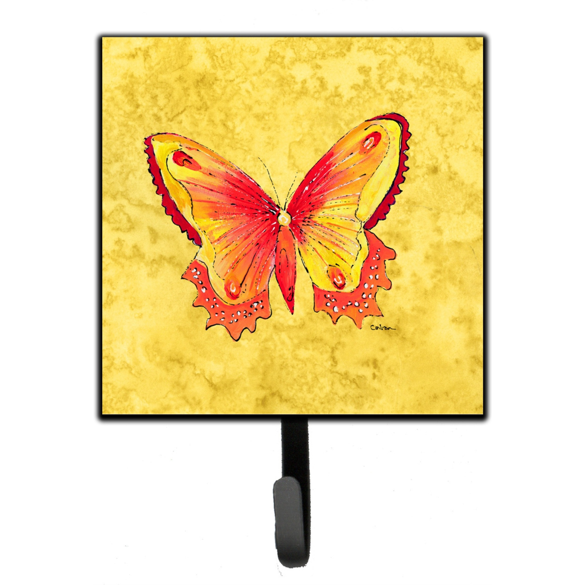 &quotCaroline's Treasures 8857SH4 Butterfly On Yellow Leash or Key Holder, Small, Multicolor"
