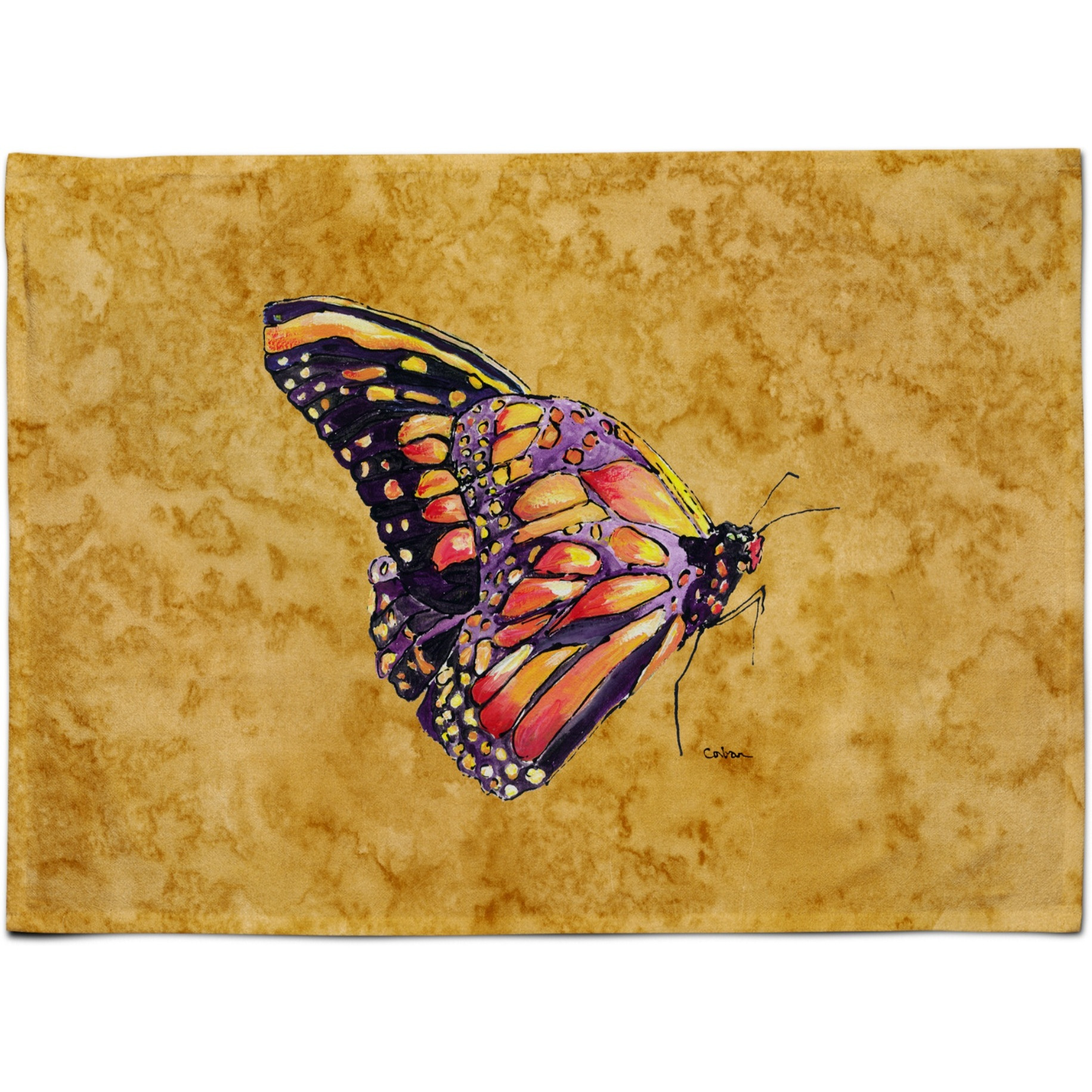 &quotCaroline's Treasures 8858PLMT Butterfly On Gold Fabric Placemat, Multicolor"