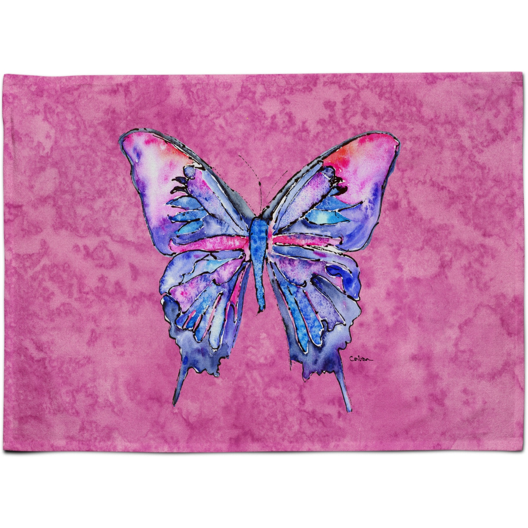 &quotCaroline's Treasures 8859PLMT Butterfly On Pink Fabric Placemat, Multicolor"