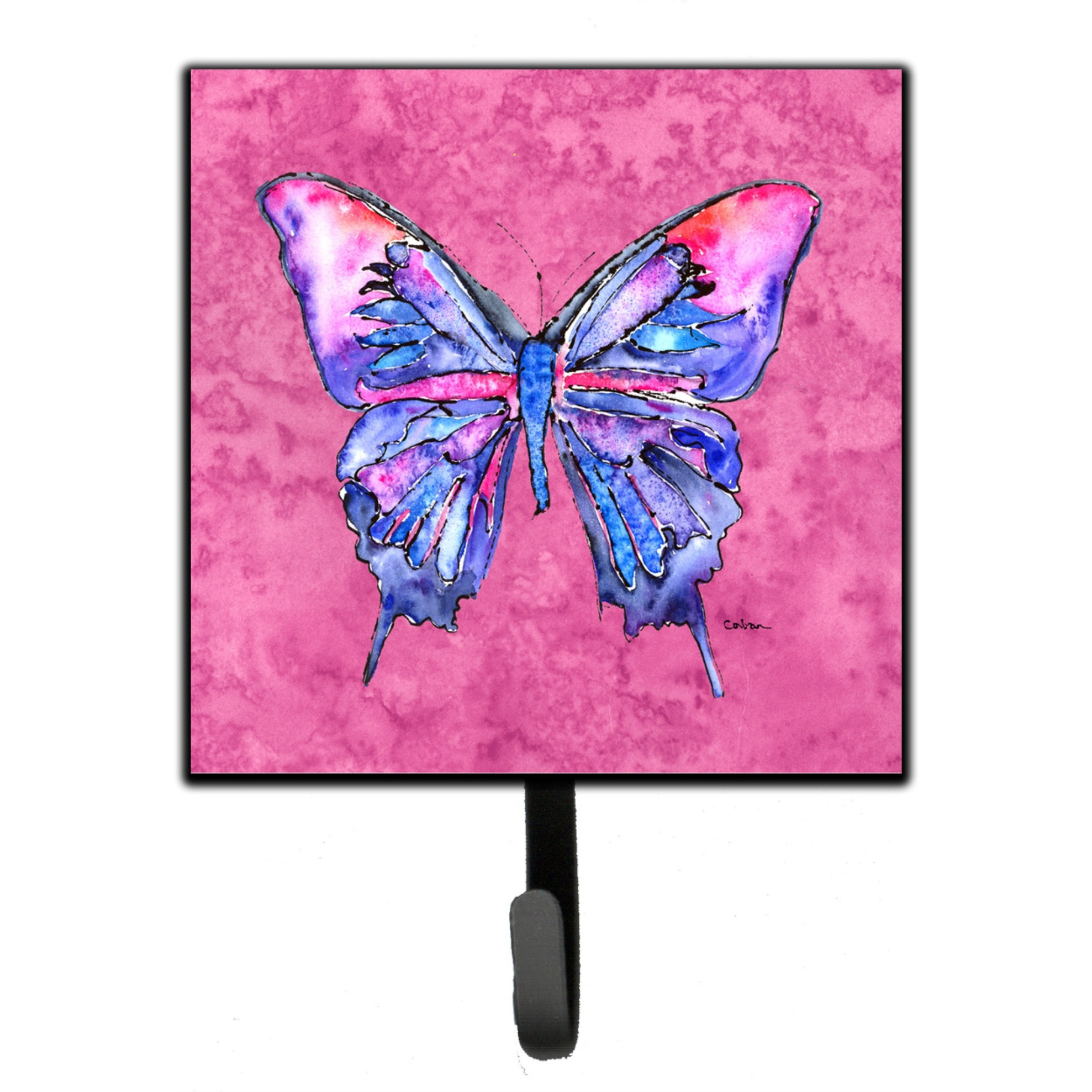 &quotCaroline's Treasures 8859SH4 Butterfly On Pink Leash or Key Holder, Small, Multicolor"