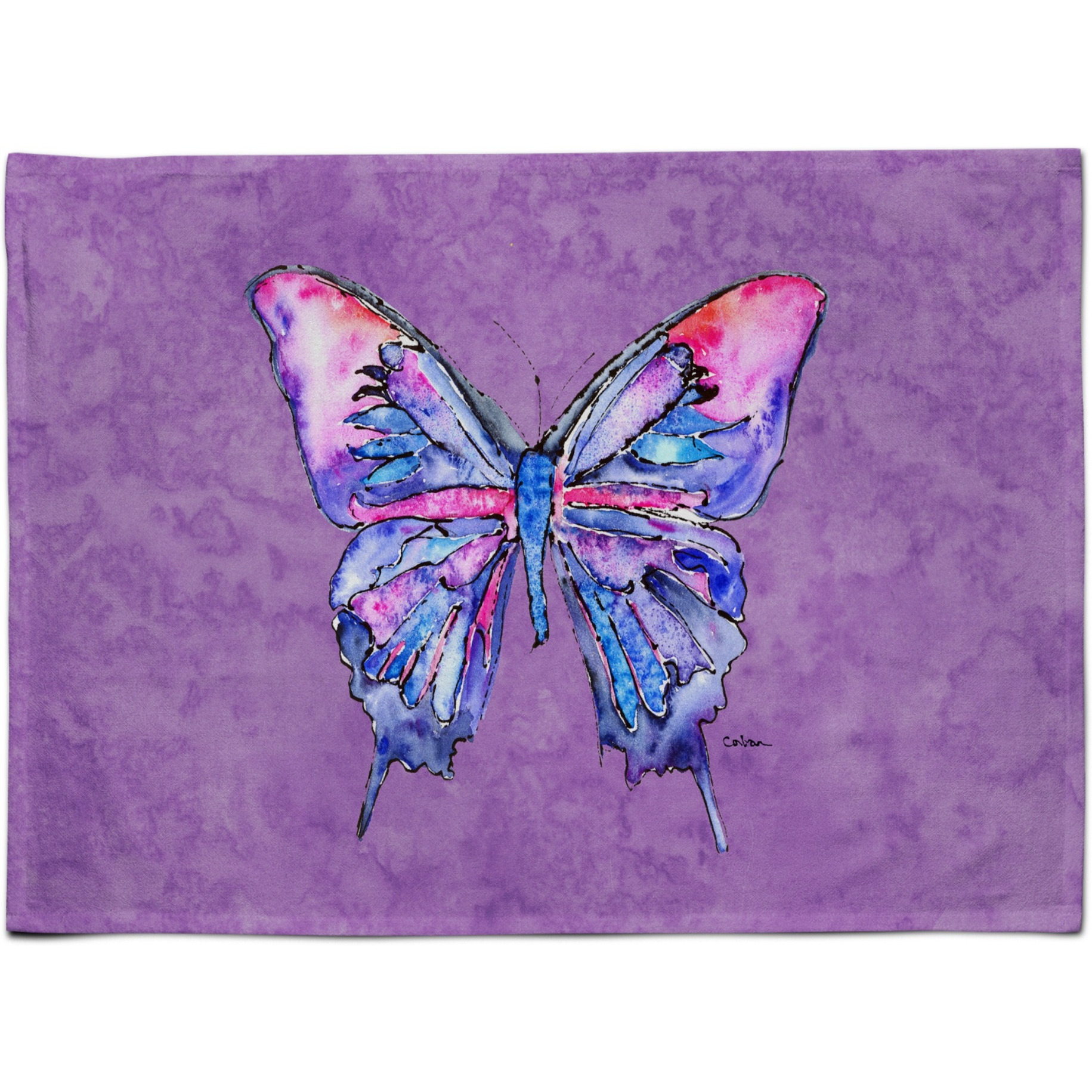 &quotCaroline's Treasures 8860PLMT Butterfly On Purple Fabric Placemat, Multicolor"