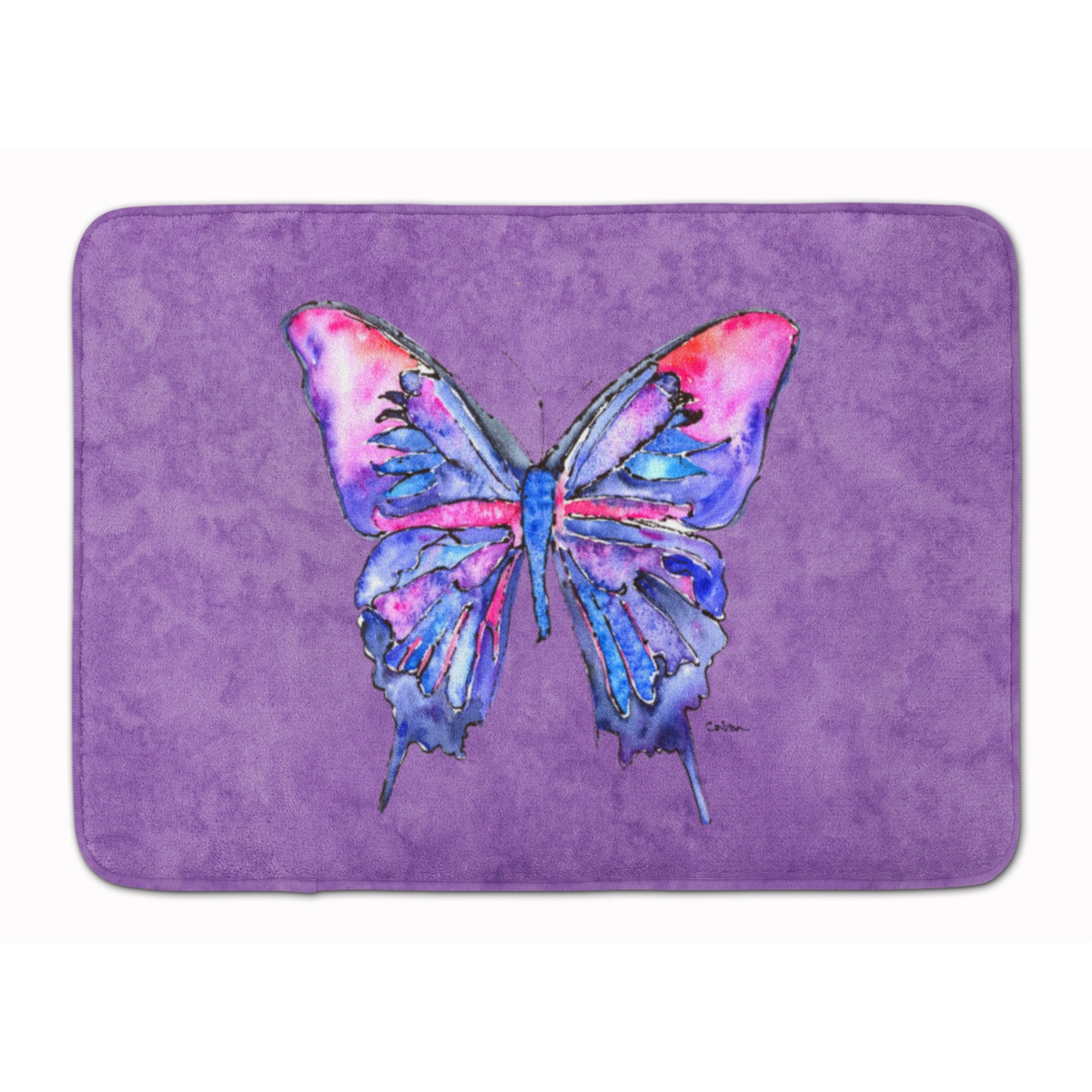 &quotCaroline's Treasures Butterfly on Purple Floor Mat, 19"" x 27"", Multicolor"