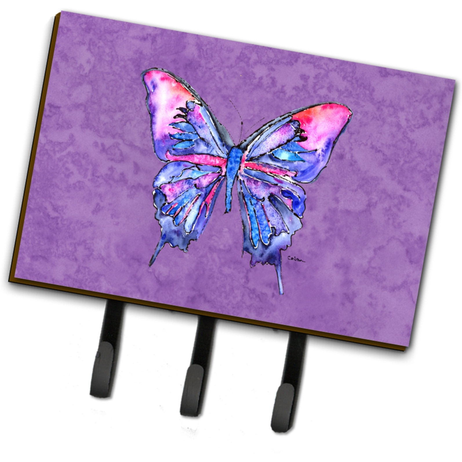 &quotCaroline's Treasures 8860TH68 Butterfly on Purple Leash or Key Holder, Large, Multicolor"