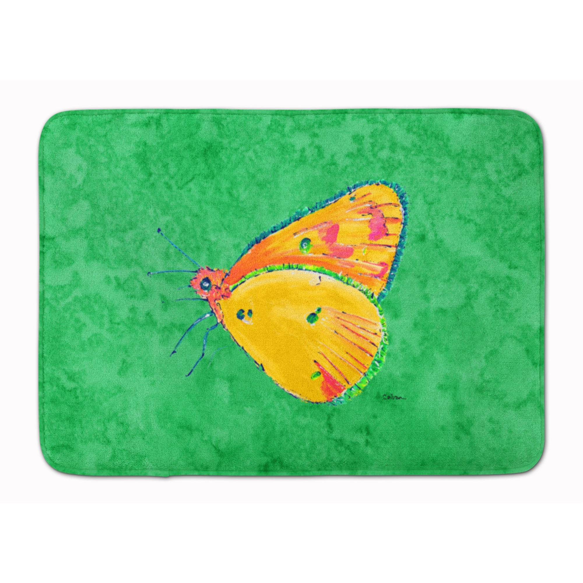 &quotCaroline's Treasures Butterfly Orange on Green Floor Mat, 19"" x 27"", Multicolor"