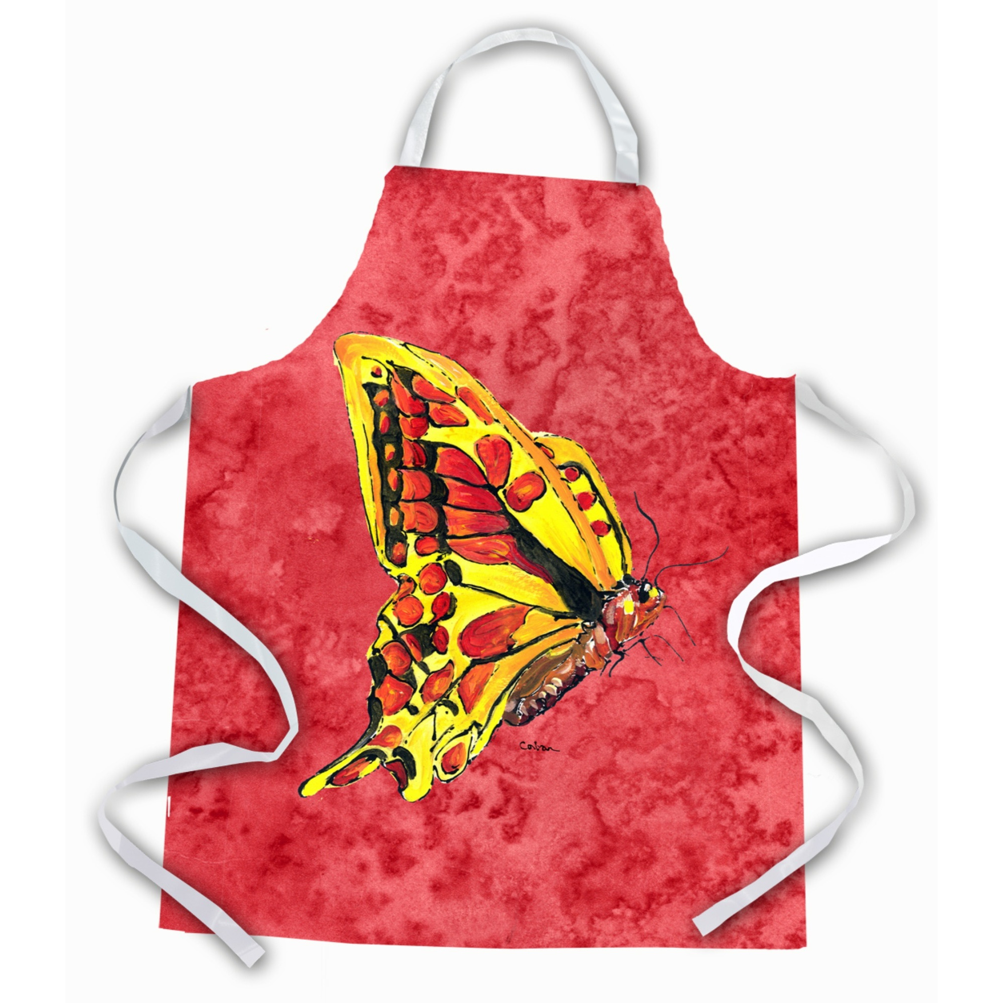 &quotCaroline's Treasures 8862APRON Butterfly on Red Apron, Large, Multicolor"