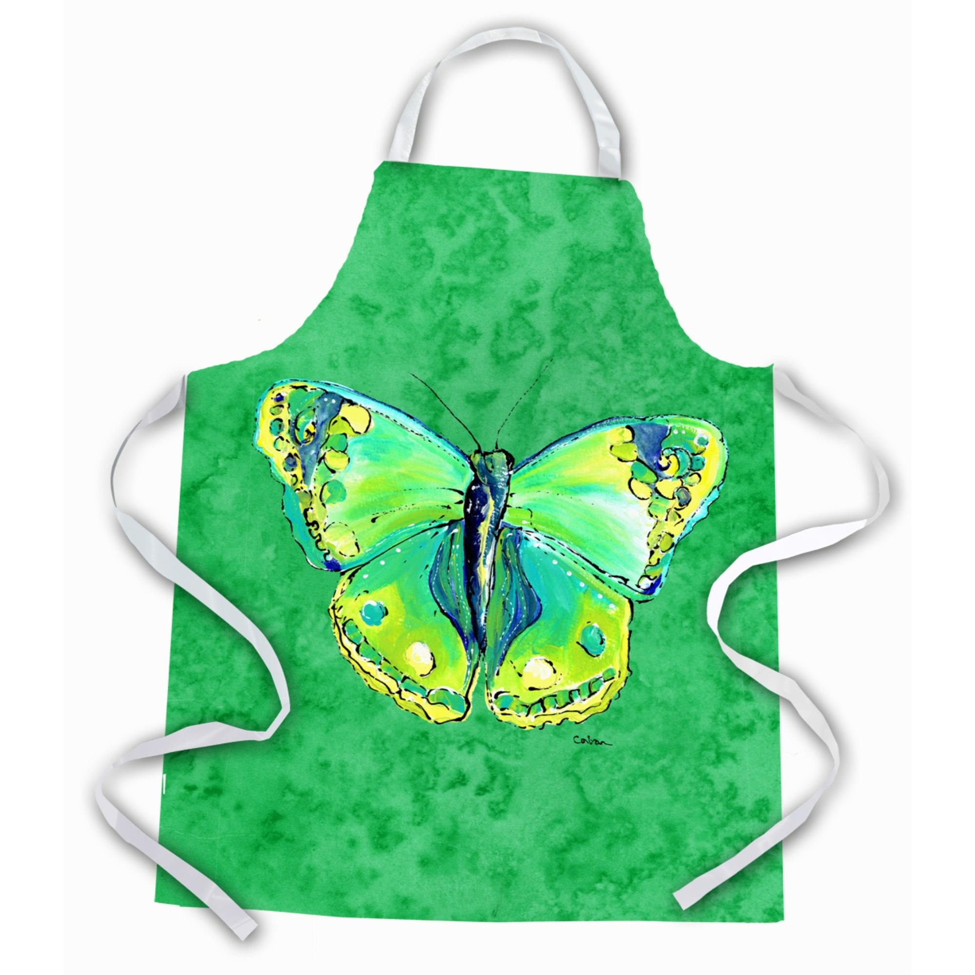 &quotCaroline's Treasures 8863APRON Butterfly Green on Green Apron, Large, Multicolor"