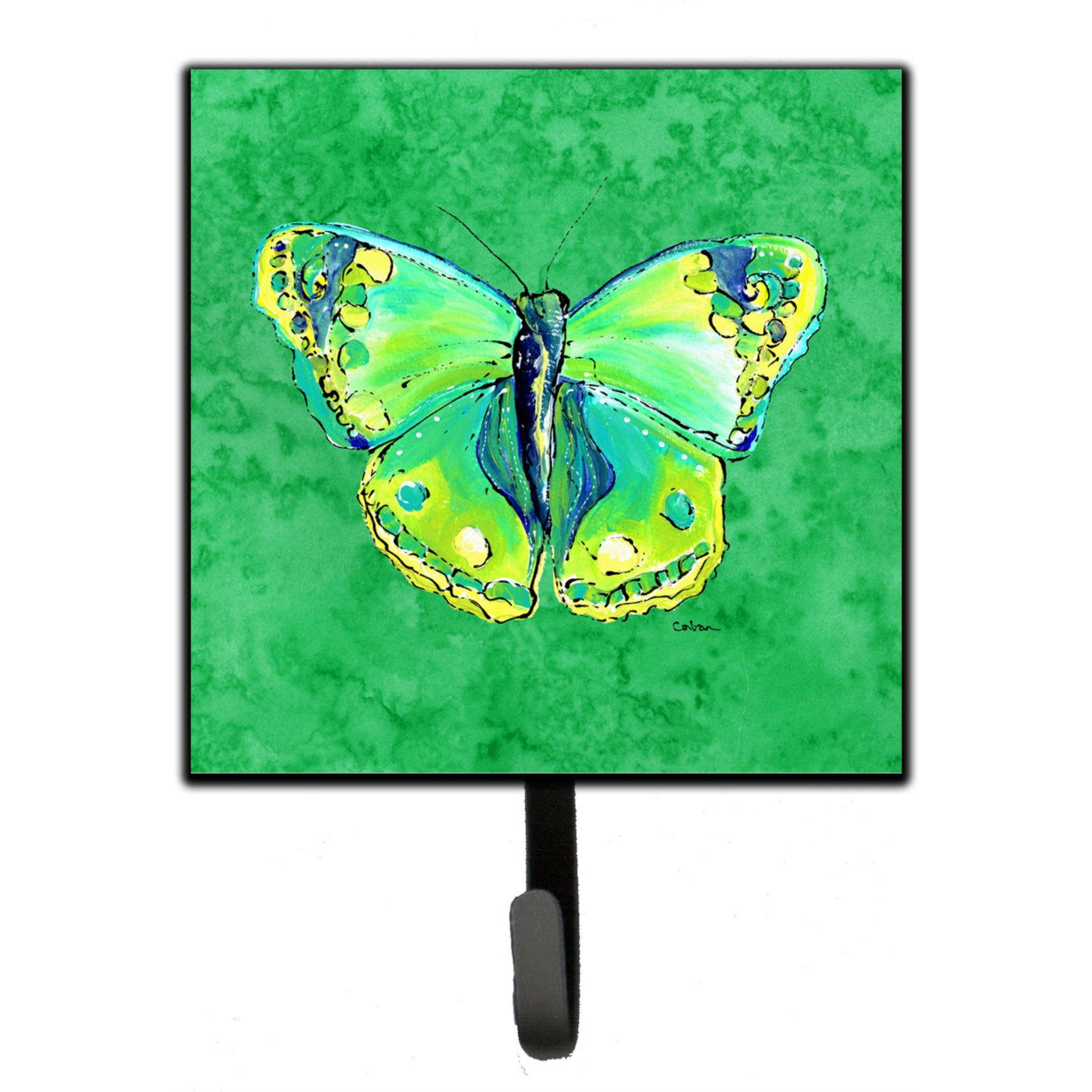 &quotCaroline's Treasures 8863SH4 Butterfly Green On Green Leash or Key Holder, Small, Multicolor"
