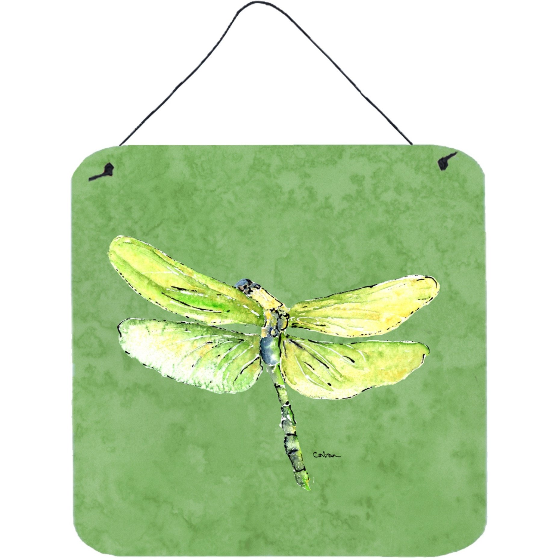 &quotCaroline's Treasures Dragonfly on Avocado Aluminum Metal Wall or Door Hanging Prints, 6 x 6"", Multicolor"