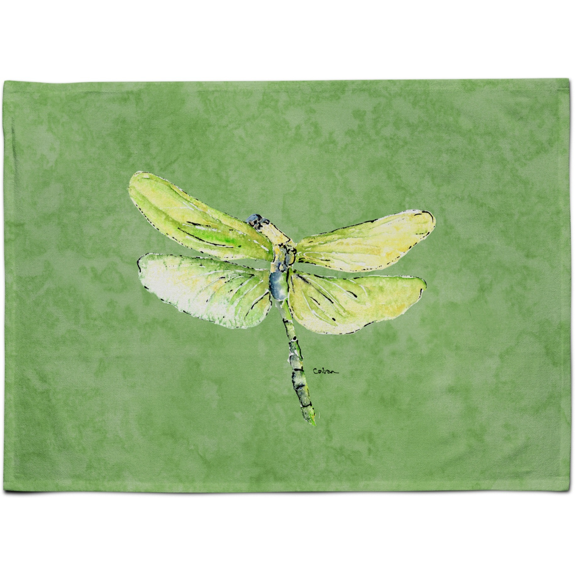 &quotCaroline's Treasures 8864PLMT Dragonfly On Avocado Fabric Placemat, Multicolor"