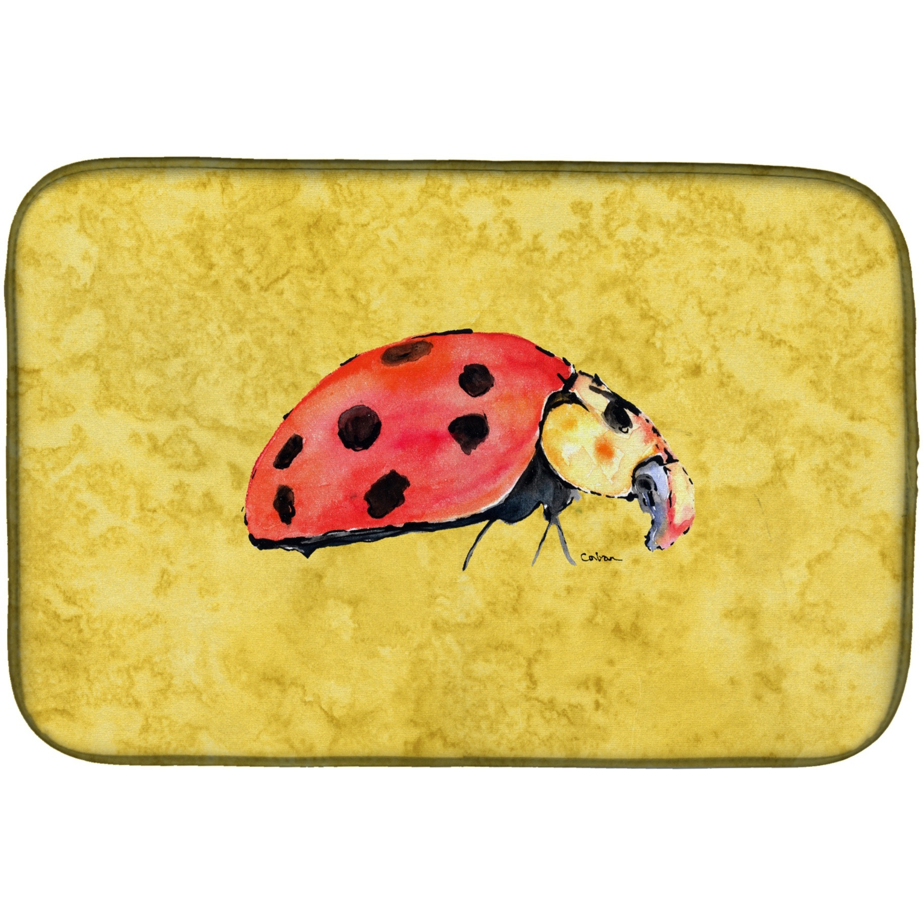 Lady Bug on Yellow Dish Drying Mat 8867DDM