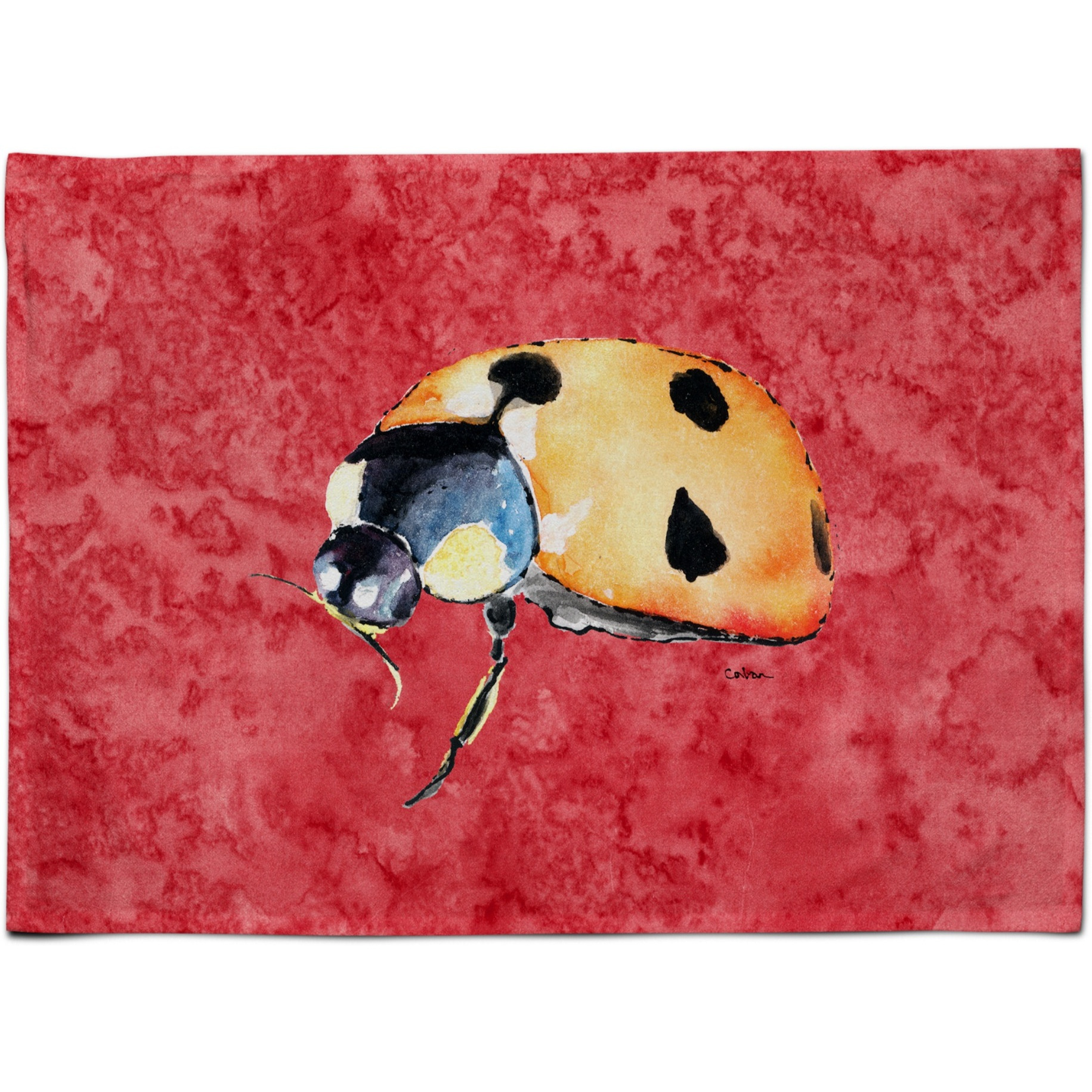 &quotCaroline's Treasures 8869PLMT Lady Bug On Red Fabric Placemat, Multicolor"