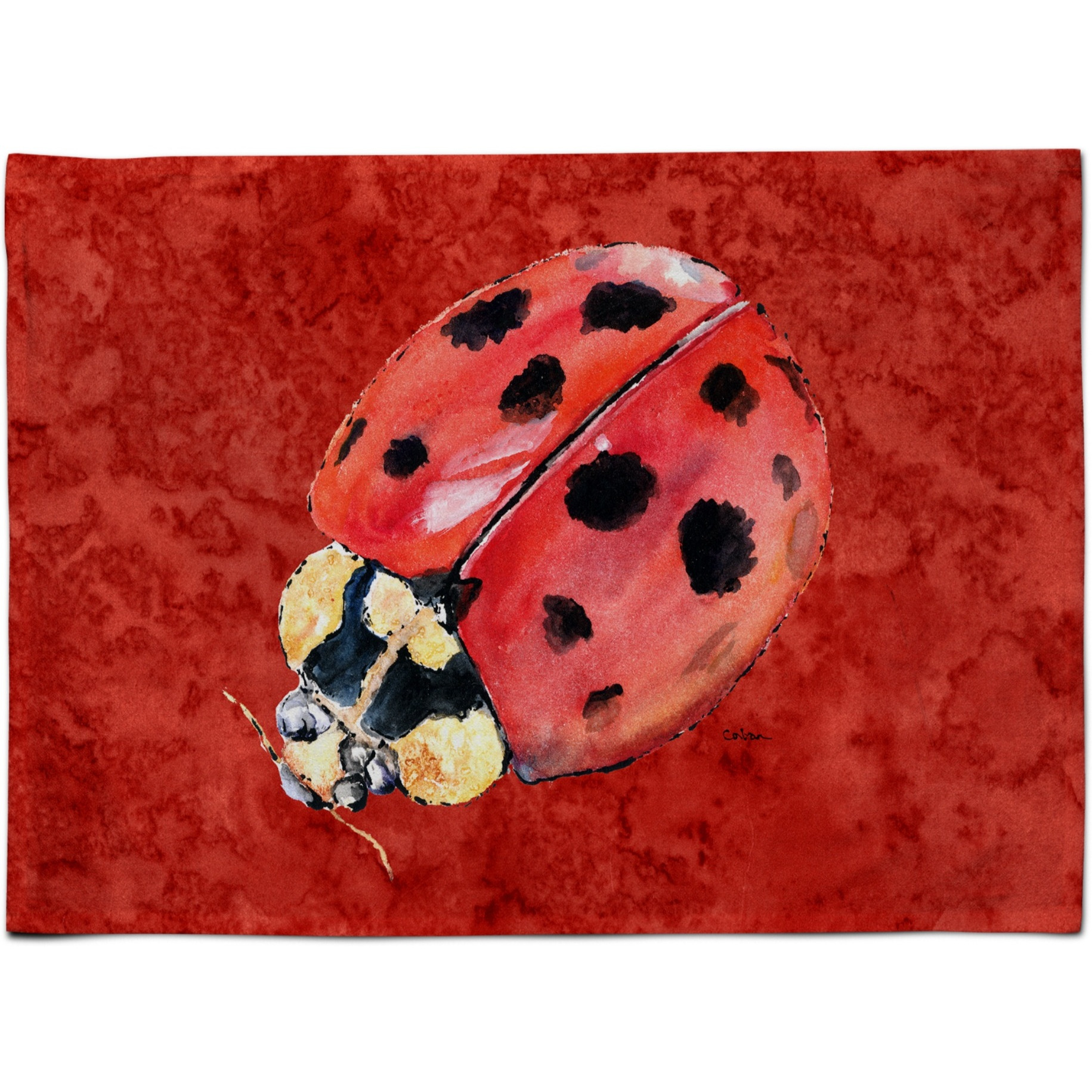 &quotCaroline's Treasures 8870PLMT Lady Bug On Deep Red Fabric Placemat, Multicolor"
