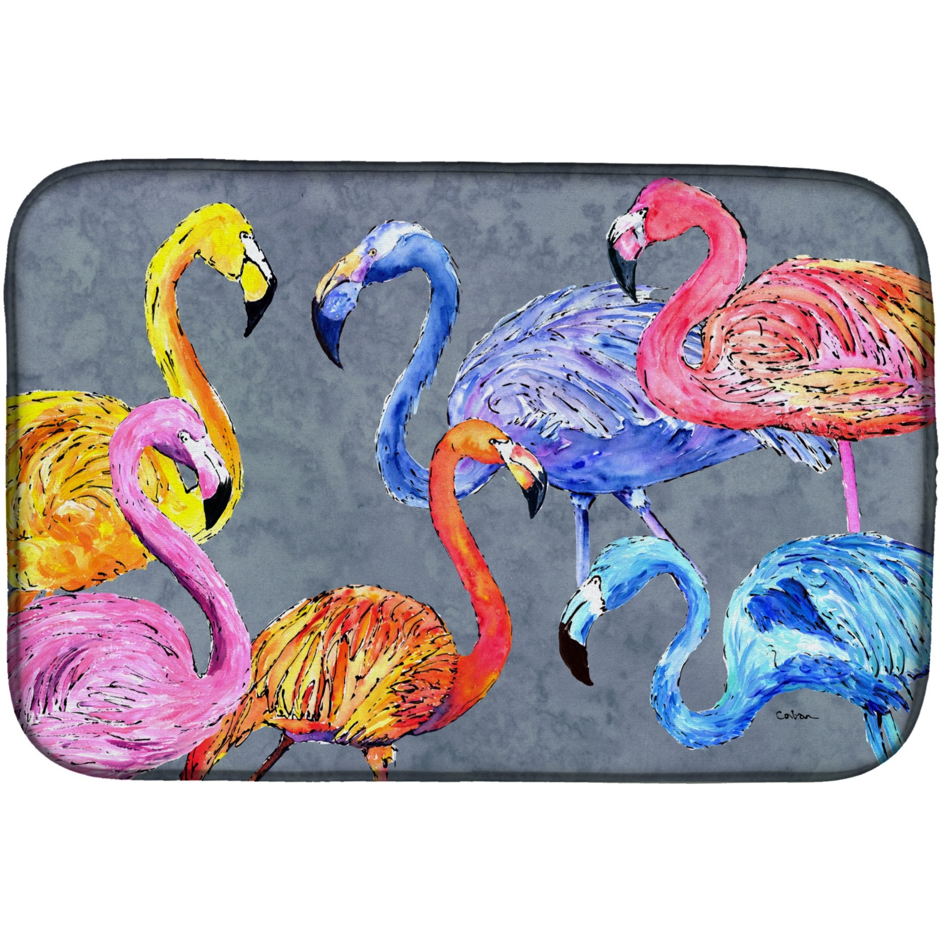 &quotCaroline's Treasures Flamingo Six Senses Dish Drying Mat, 14"" x 21"", Multicolor"