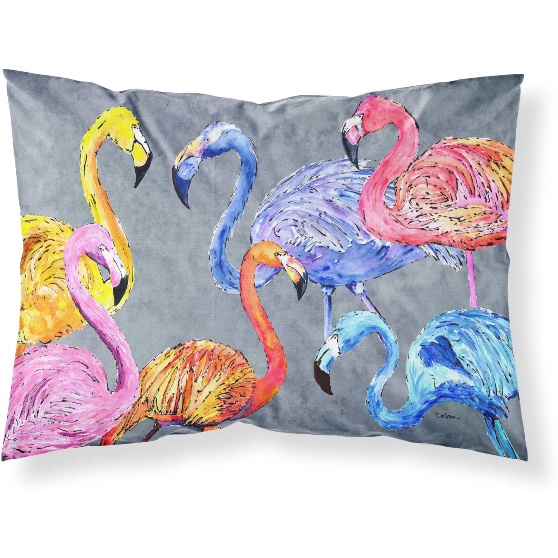 &quotCaroline's Treasures 8871PILLOWCASE Flamingo Six Senses Moisture Wicking Fabric Standard Pillowcase, Large, Multicolor"