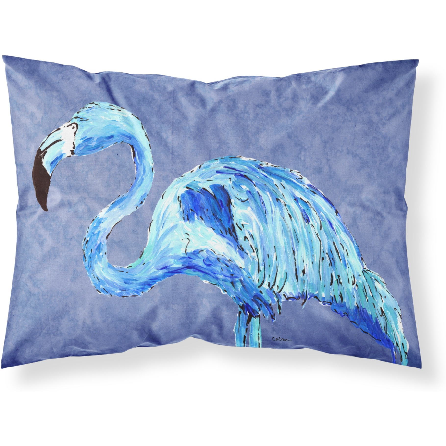 &quotCaroline's Treasures 8873PILLOWCASE Flamingo On Slate Blue Moisture Wicking Fabric Standard Pillowcase, Large, Multicolor"