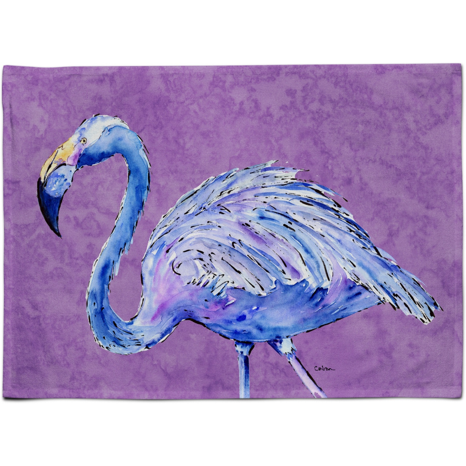 &quotCaroline's Treasures 8874PLMT Flamingo On Purple Fabric Placemat, Multicolor"