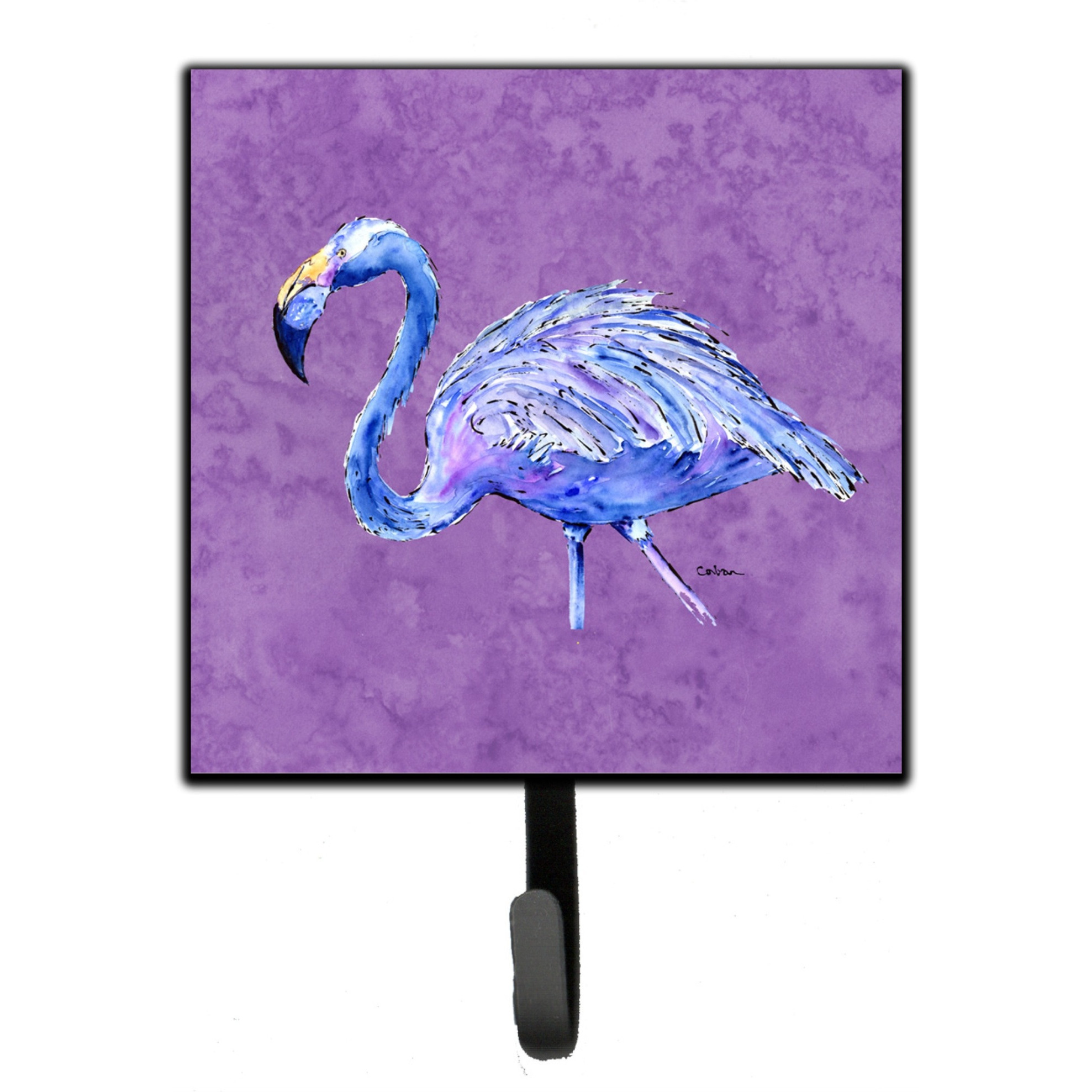 &quotCaroline's Treasures 8874SH4 Flamingo On Purple Leash or Key Holder, Small, Multicolor"