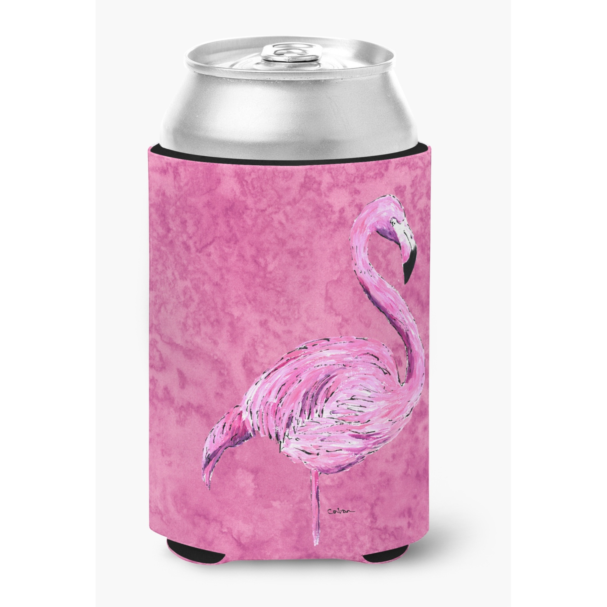 Flamingo on Pink Can or Bottle Beverage Insulator Hugger