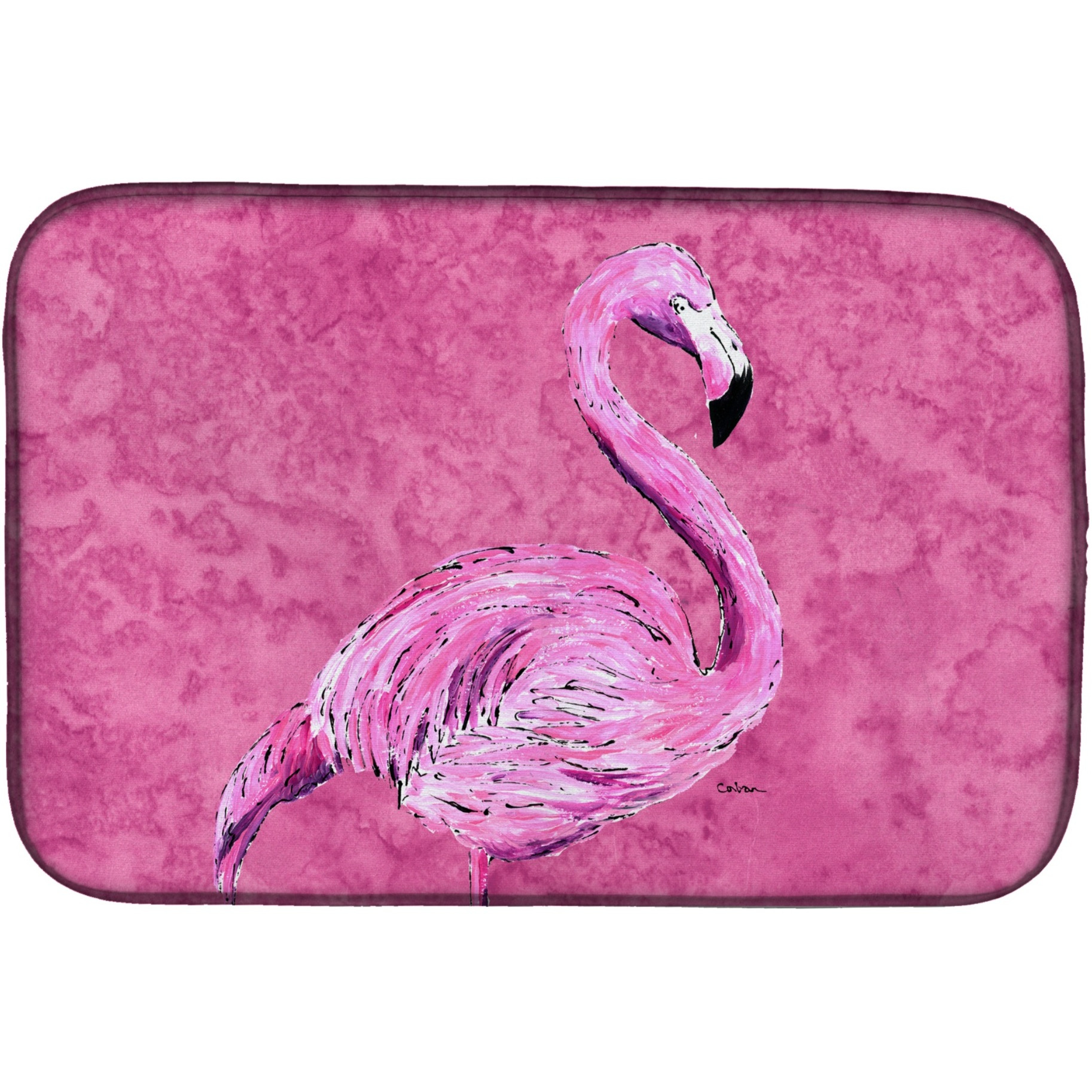 &quotCaroline's Treasures Flamingo On Pink Dish Drying Mat, 14"" x 21"", Multicolor"