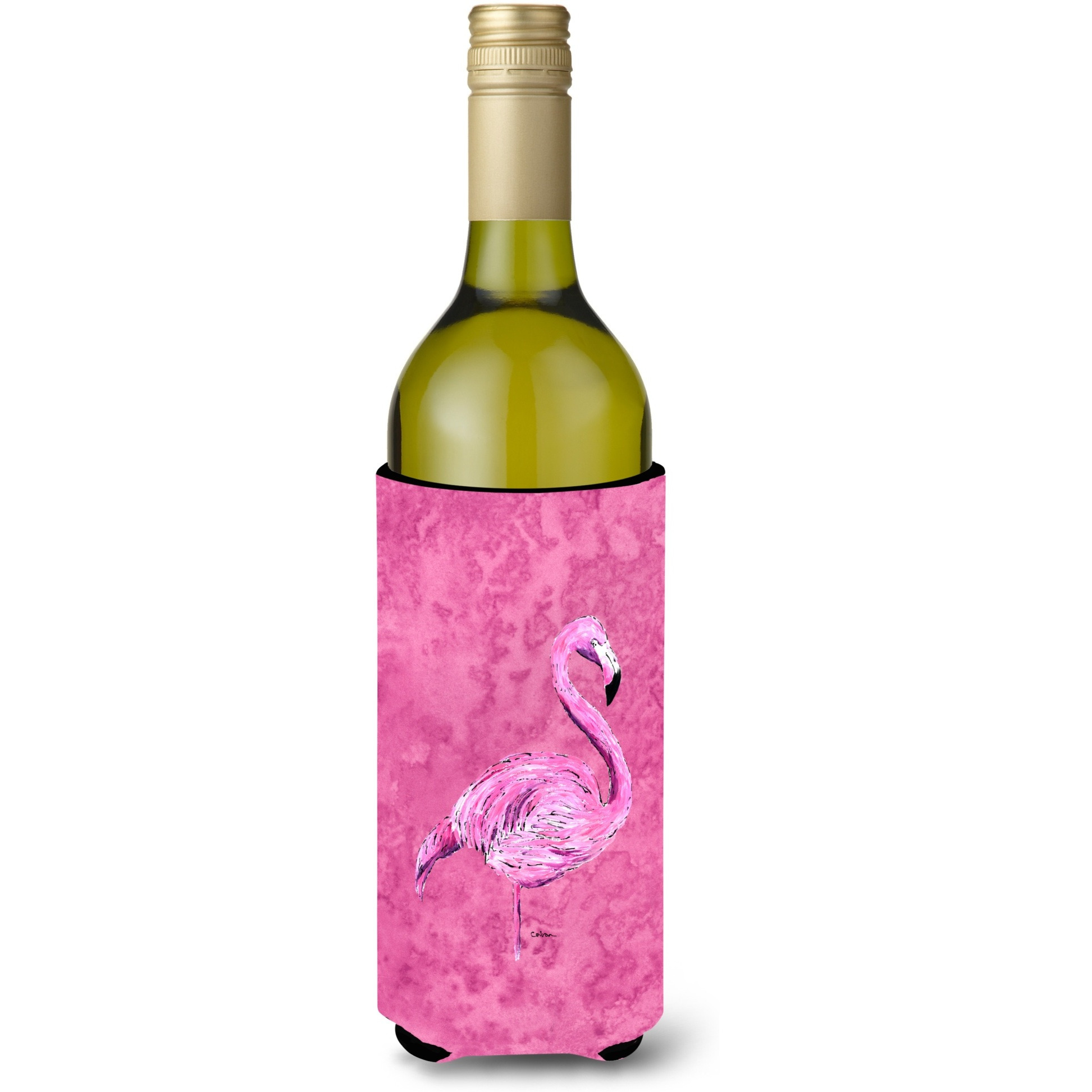 Flamingo on Pink Wine Bottle Beverage Insulator Beverage Insulator Hugger
