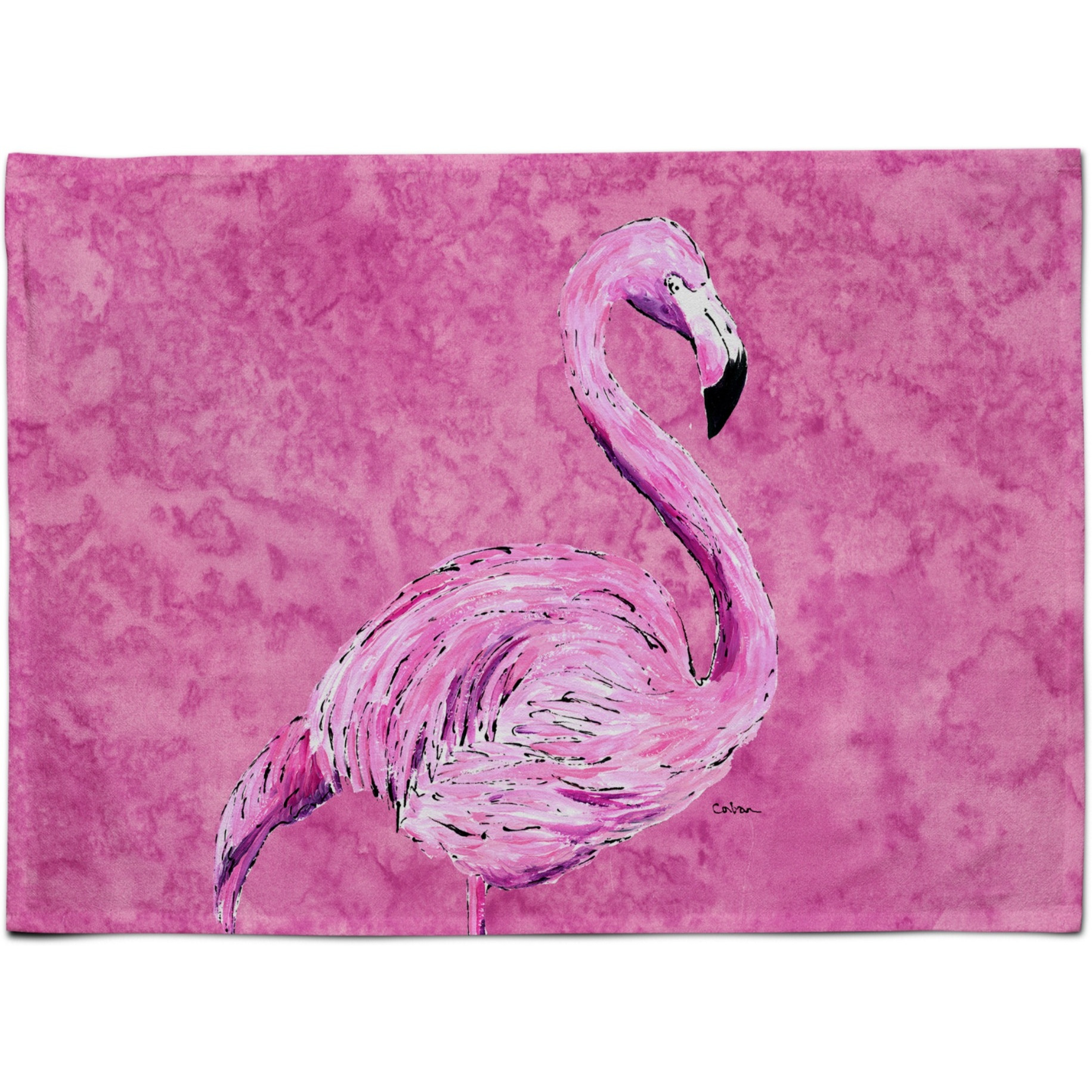 &quotCaroline's Treasures 8875PLMT Flamingo On Pink Fabric Placemat, Multicolor"