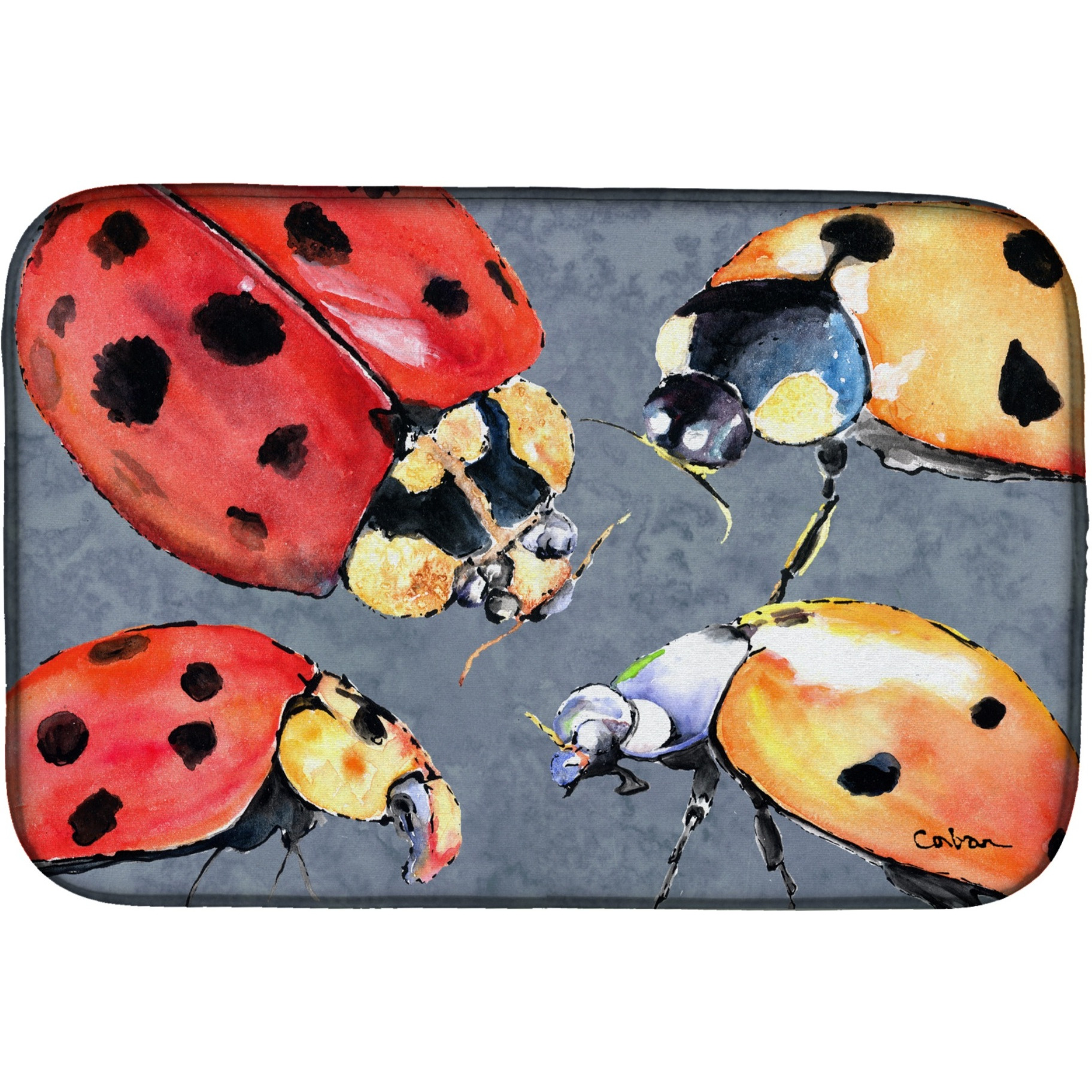 &quotCaroline's Treasures Lady Bug Multiple Dish Drying Mat, 14"" x 21"", Multicolor"