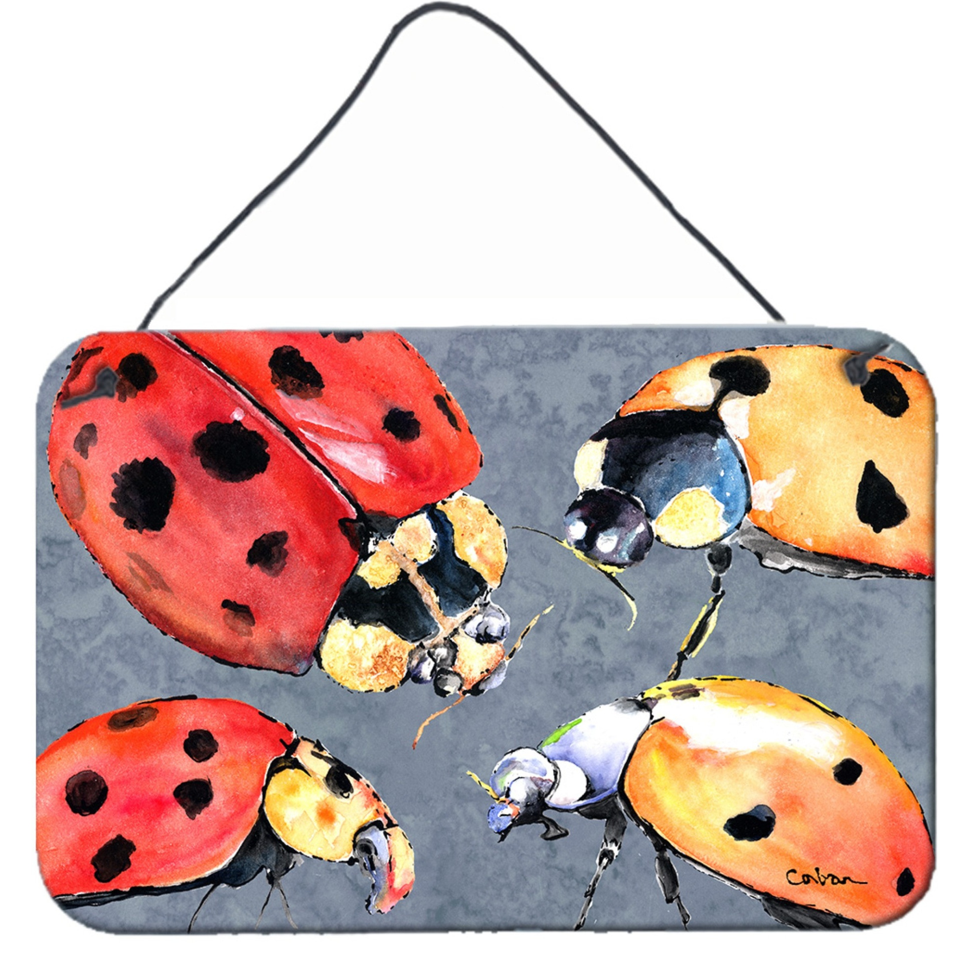 &quotCaroline's Treasures Lady Bug Multiple Aluminum Metal Wall or Door Hanging Prints, 8 x 12"", Multicolor"