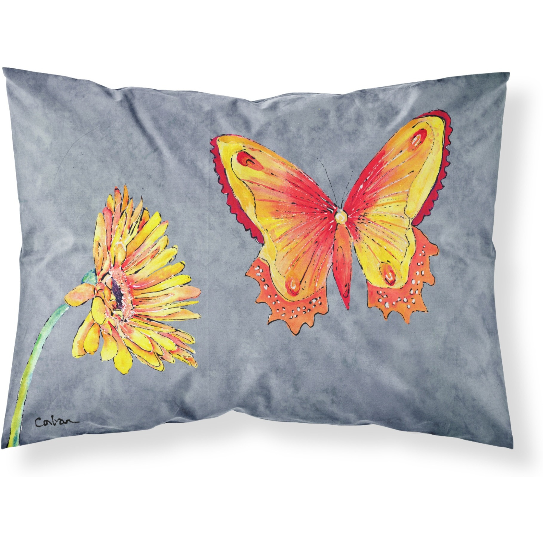 &quotCaroline's Treasures 8877PILLOWCASE Gerber Daisy And Butterfly Moisture Wicking Fabric Standard Pillowcase, Large, Multicolor"