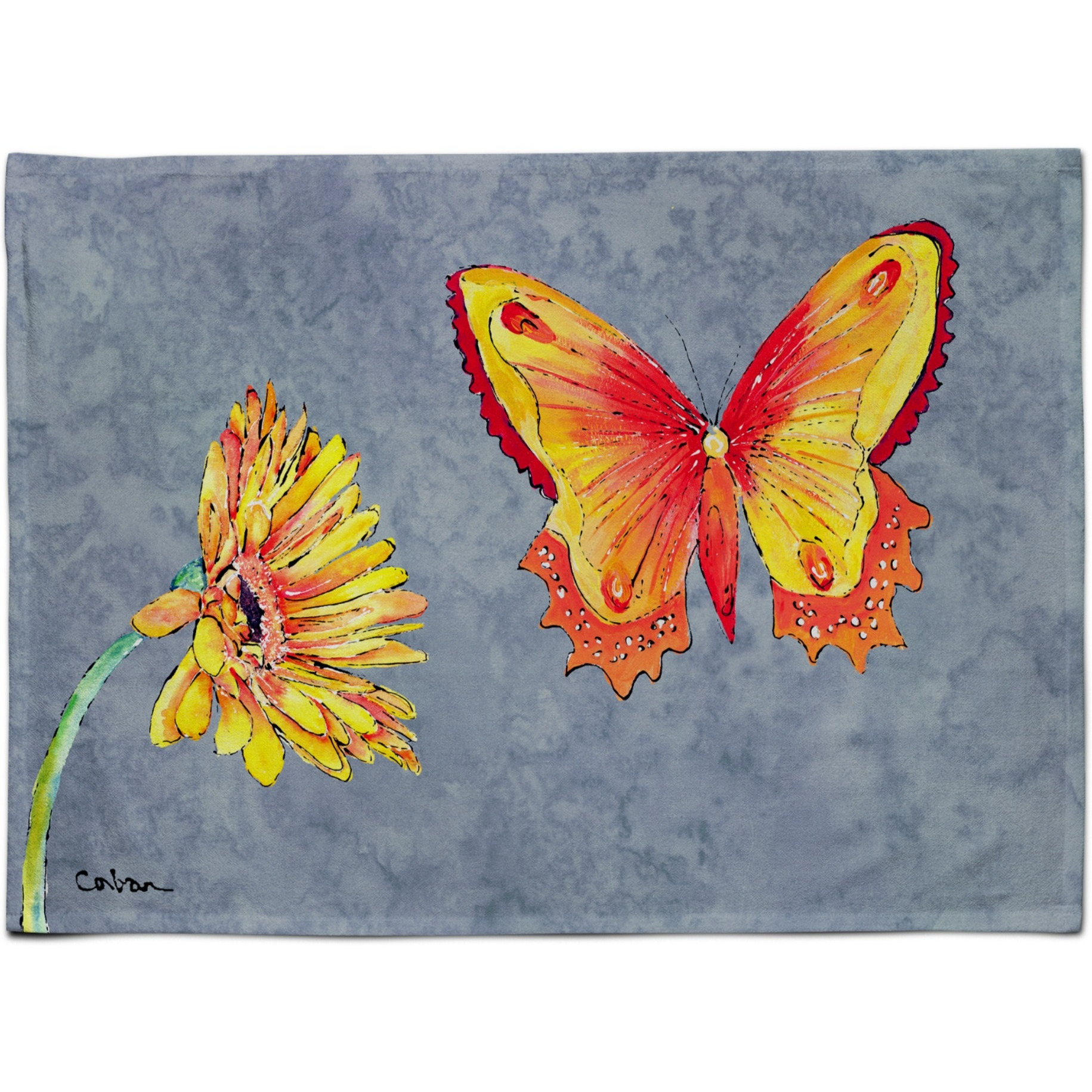 &quotCaroline's Treasures 8877PLMT Gerber Daisy And Butterfly Fabric Placemat, Multicolor"
