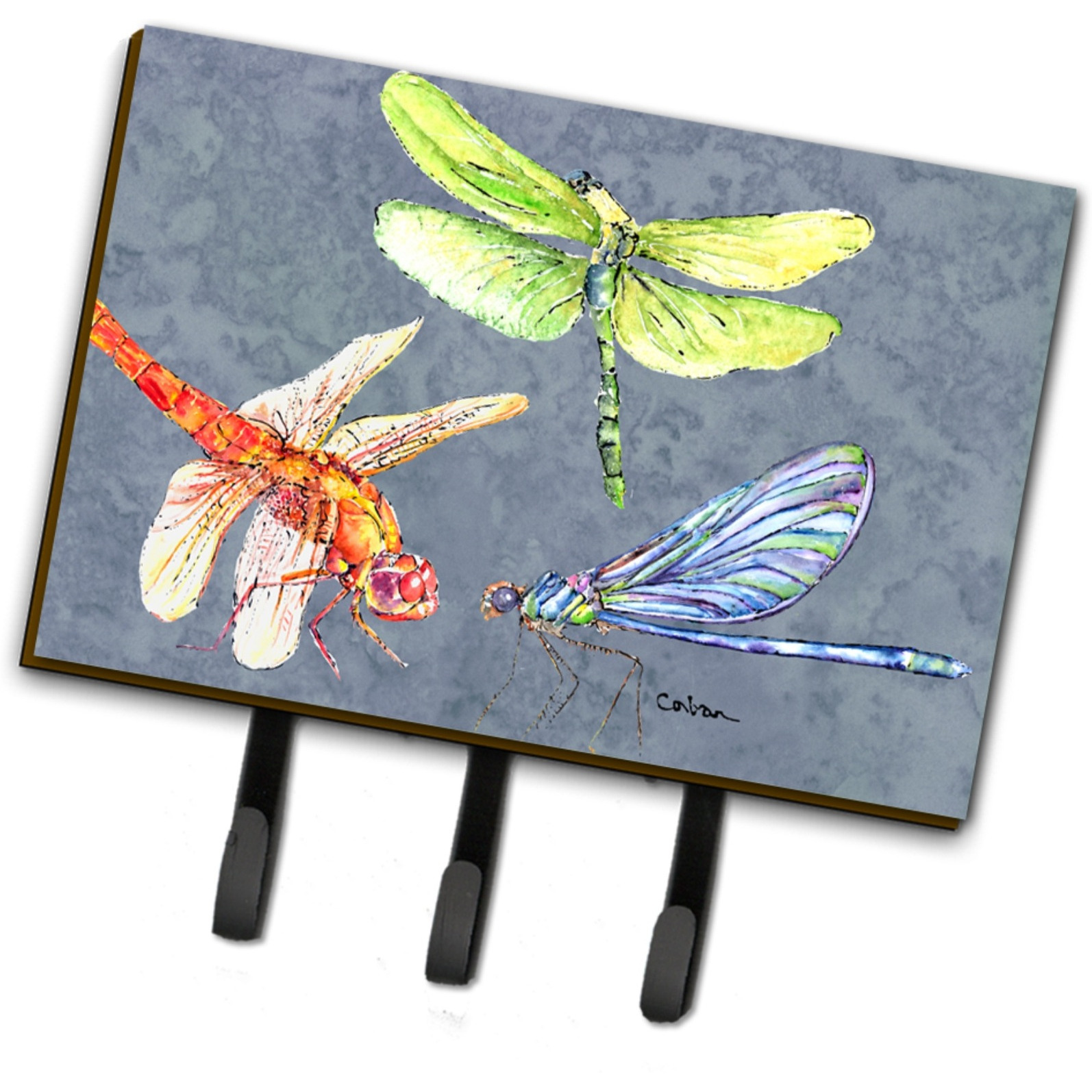 &quotCaroline's Treasures 8878TH68 Dragonfly times Three Leash or Key Holder, Large, Multicolor"