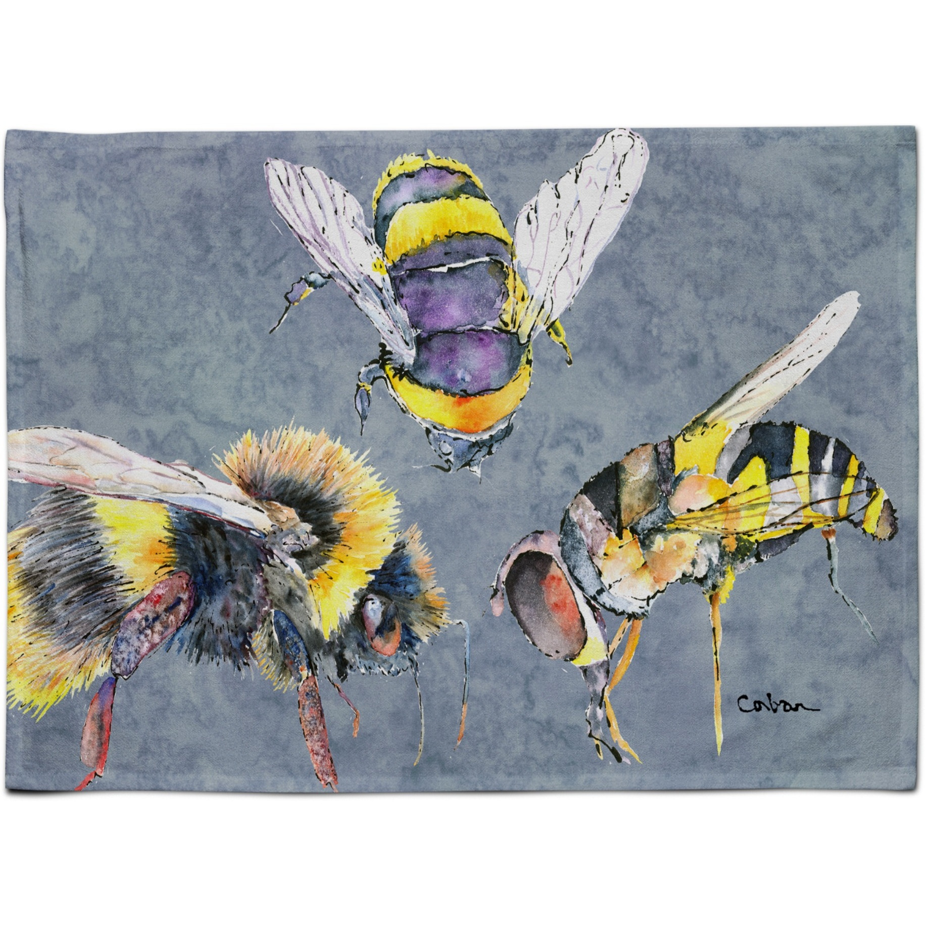 &quotCaroline's Treasures 8879PLMT Bee Bees Times Three Fabric Placemat, Multicolor"
