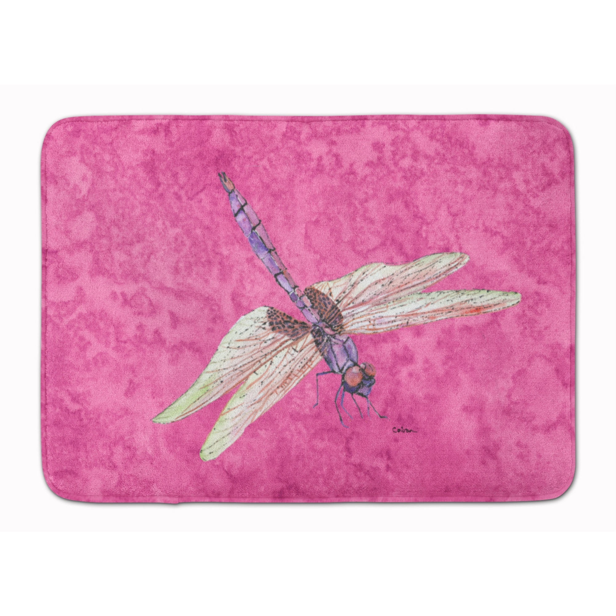 &quotCaroline's Treasures Dragonfly on Pink Floor Mat, 19"" x 27"", Multicolor"