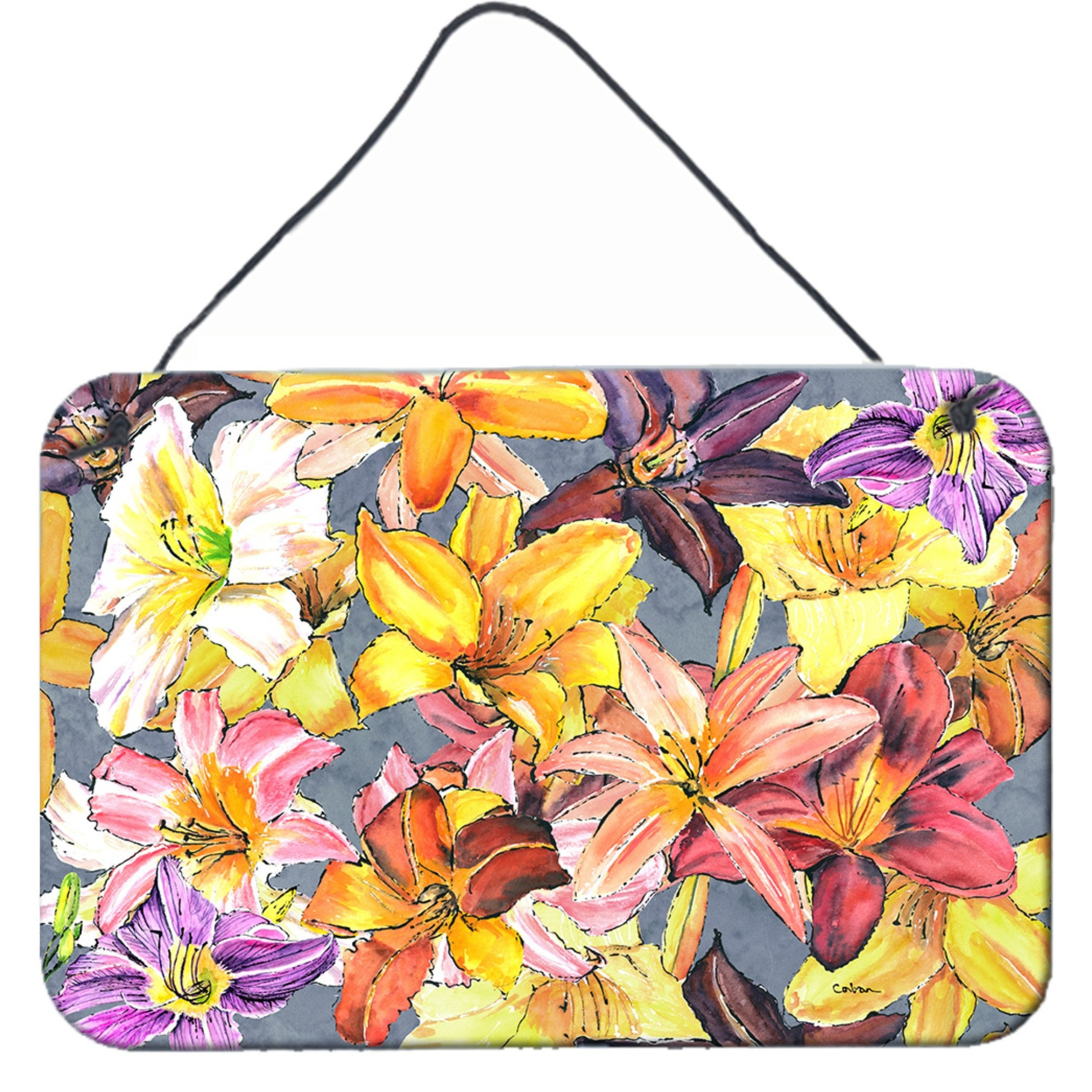 &quotCaroline's Treasures Day Lilies Aluminum Metal Wall or Door Hanging Prints, 8 x 12"""