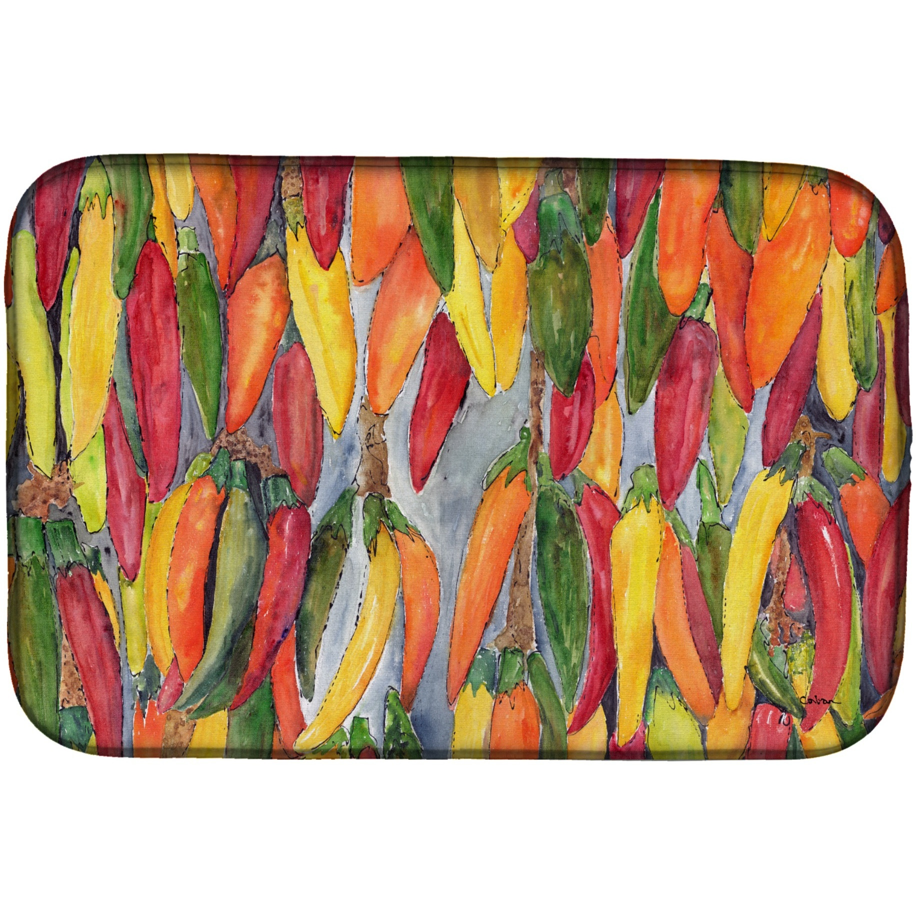 &quotCaroline's Treasures Hot Peppers Dish Drying Mat, 14"" x 21"", Multicolor"