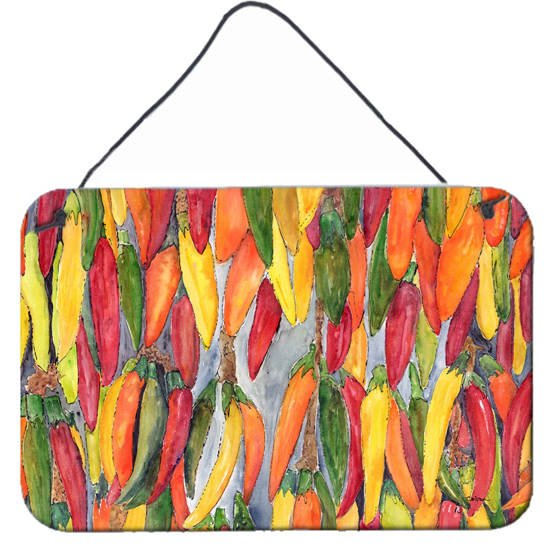 &quotCaroline's Treasures Hot Peppers Aluminum Metal Wall or Door Hanging Prints, 8 x 12"""